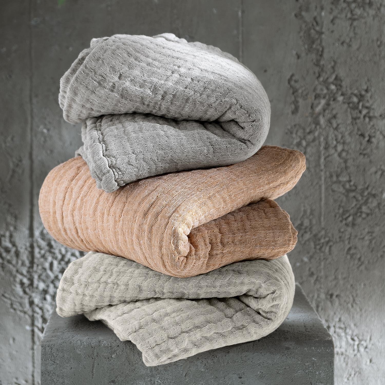 Koltuk Şalı - Rustik Keten Çift Taraflı Yumuşak Elyaf Dolgulu Nefes Alabilen Dört Mevsim Throw Koltuk Şalı 140x190 cm - Miespiga