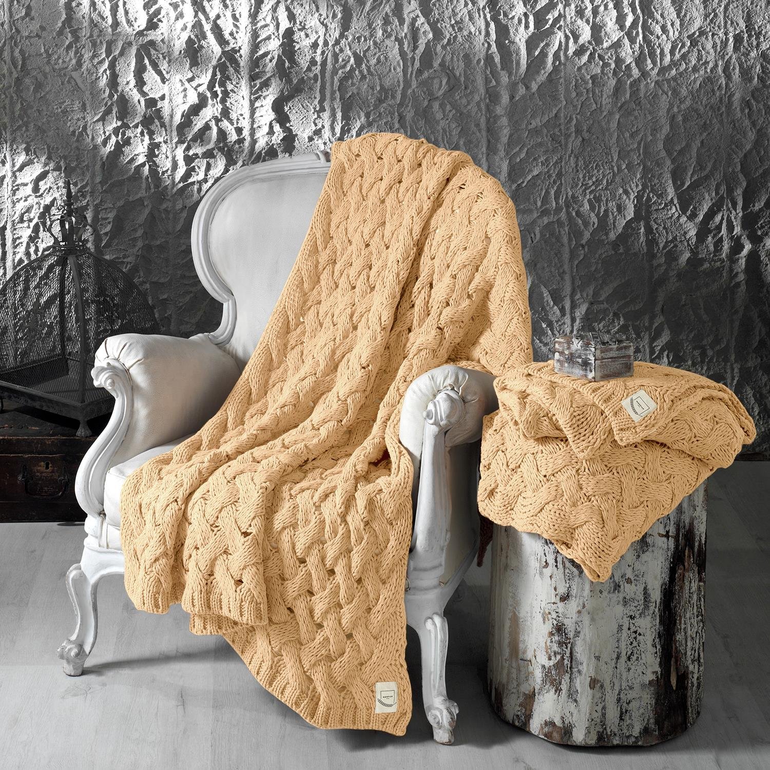 Battaniye - Serenita Saç Örgü Triko Tv Battaniyesi Throw Koltuk Şalı - Miespiga