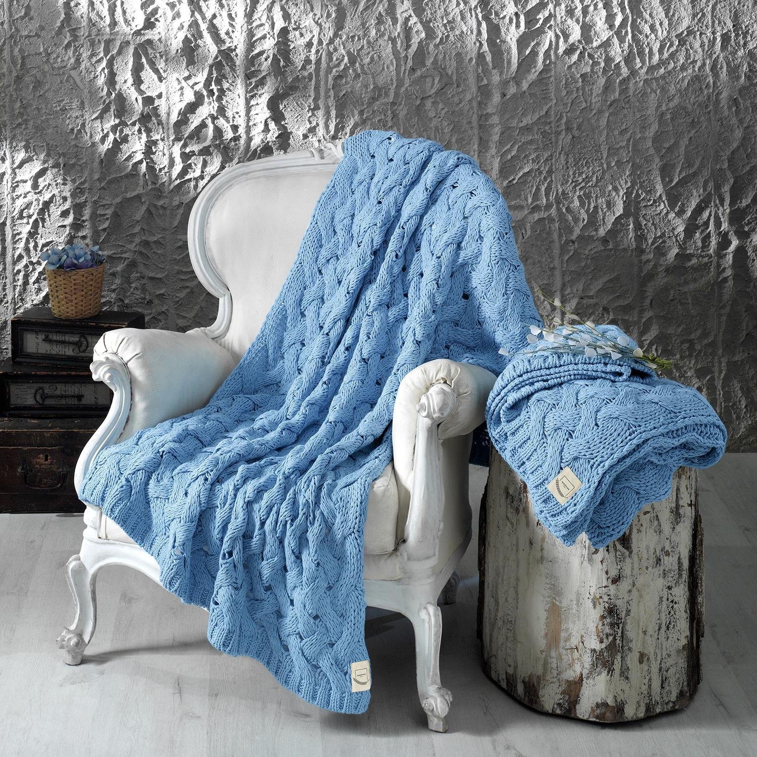 Battaniye - Serenita Saç Örgü Triko Tv Battaniyesi Throw Koltuk Şalı - Miespiga