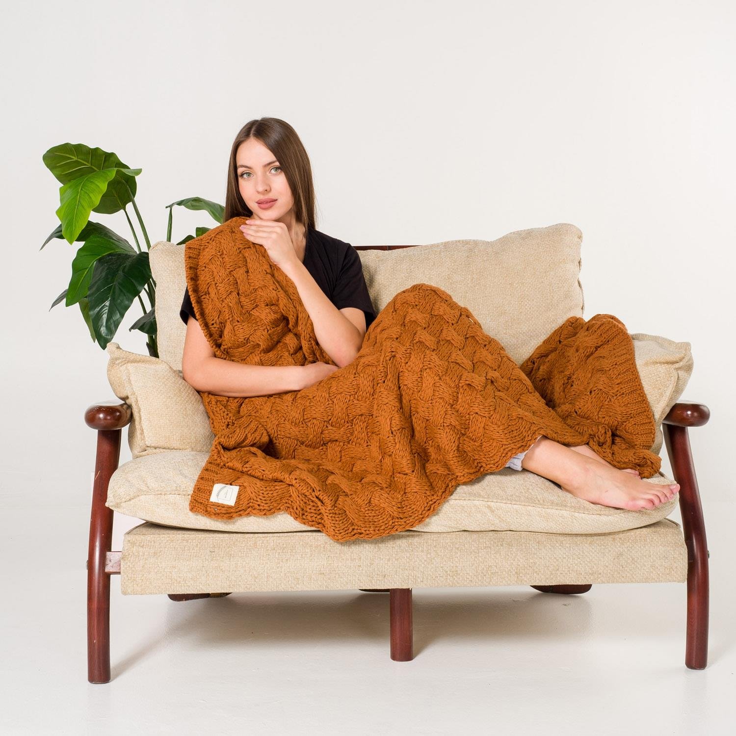 Battaniye - Serenita Saç Örgü Triko Tv Battaniyesi Throw Koltuk Şalı - Miespiga