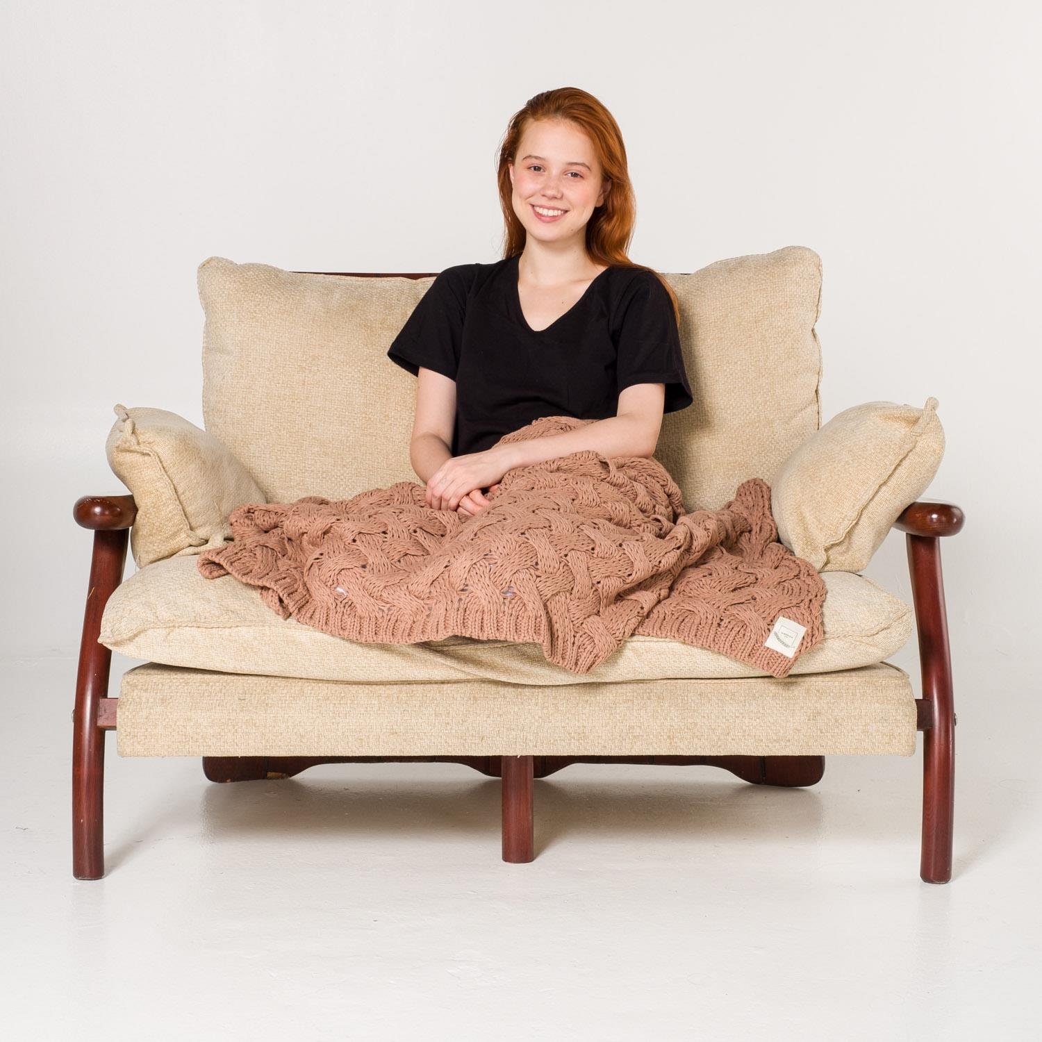 Battaniye - Serenita Saç Örgü Triko Tv Battaniyesi Throw Koltuk Şalı - Miespiga