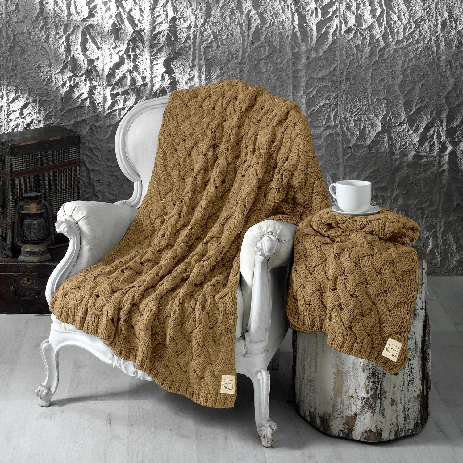 Battaniye - Serenita Saç Örgü Triko Tv Battaniyesi Throw Koltuk Şalı - Miespiga