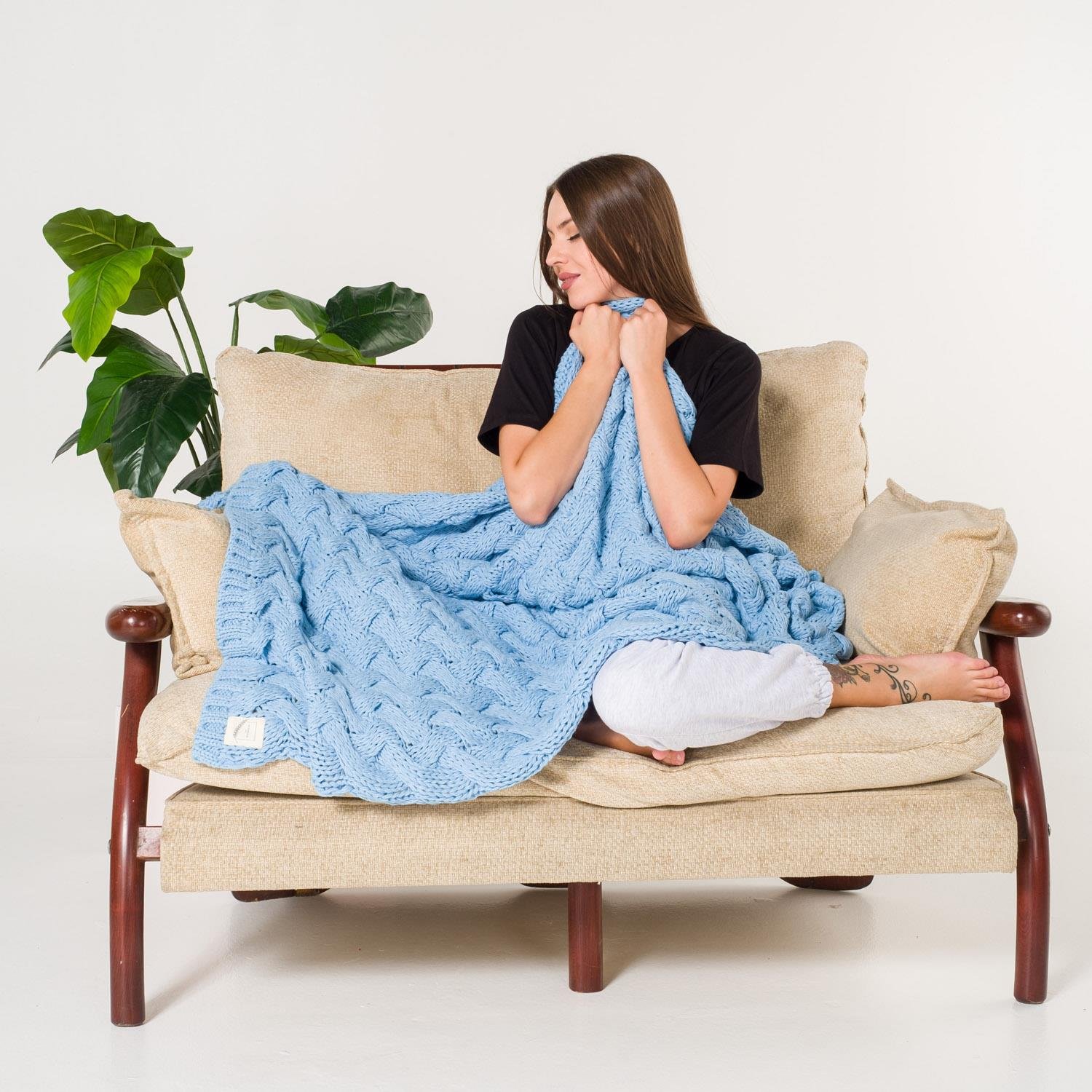 Battaniye - Serenita Saç Örgü Triko Tv Battaniyesi Throw Koltuk Şalı - Miespiga