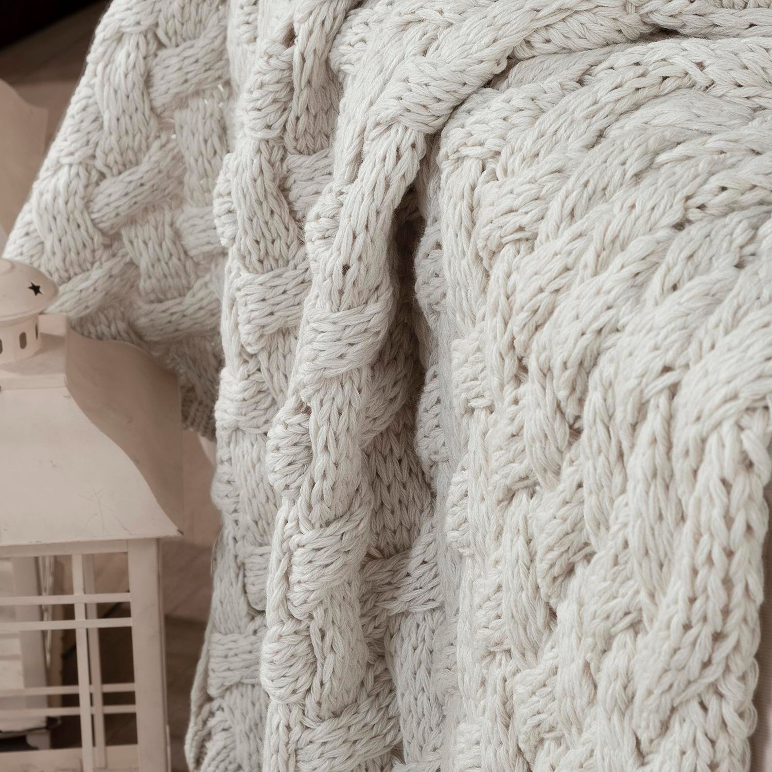 Battaniye - Serenita Saç Örgü Triko Tv Battaniyesi Throw Koltuk Şalı - Miespiga