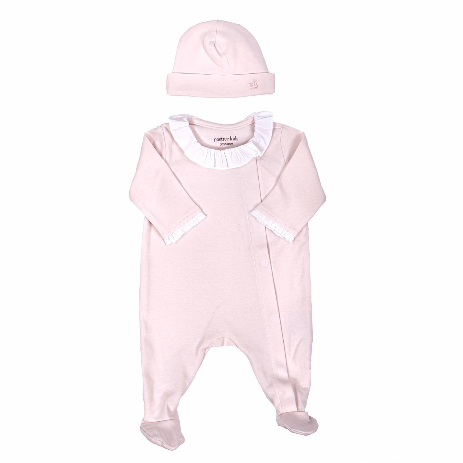 Tulum - Star Light Pink Fırfır Yaka Bebek Tulum - Poetree Kids