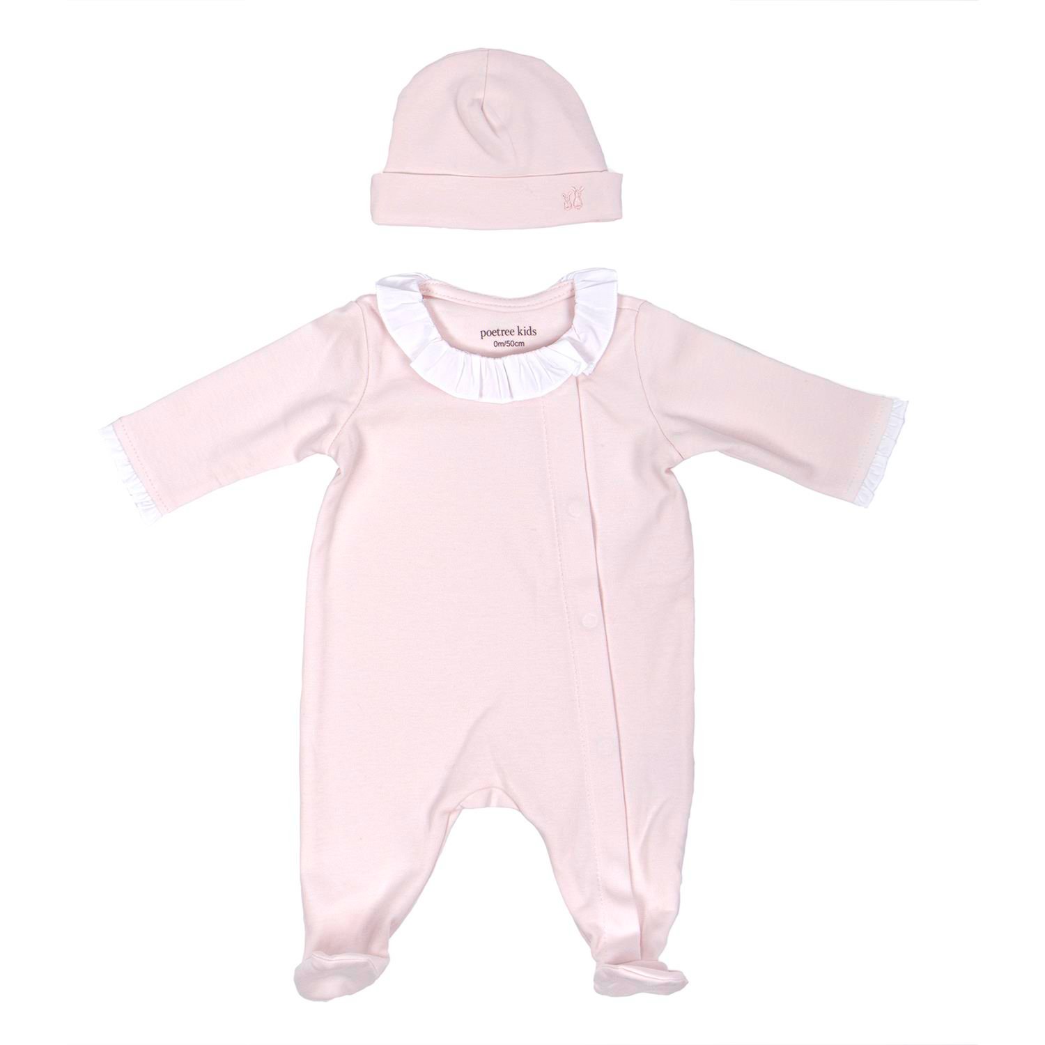 Tulum - Star Light Pink Fırfır Yaka Bebek Tulum - Poetree Kids