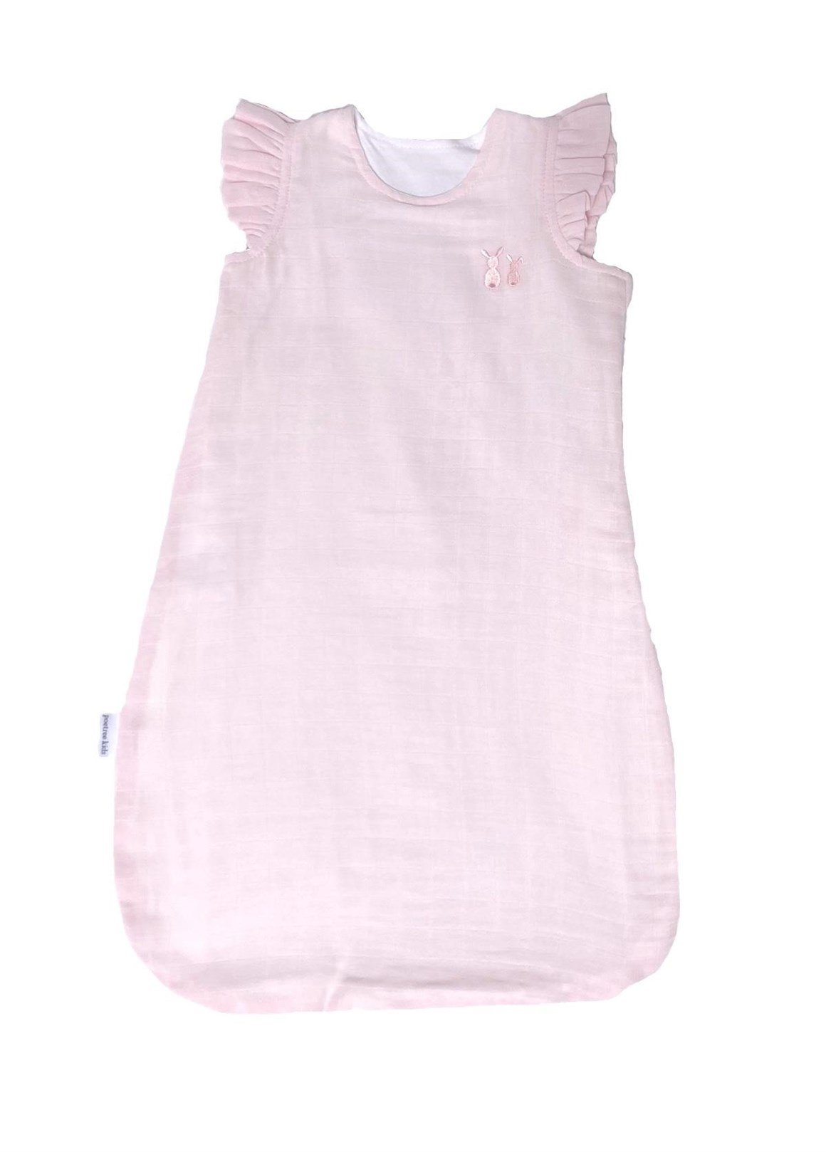 Müslin Uyku Tulumu - Tavşan Nakışlı Bebek Müslin Uyku Tulumu 65 cm - Poetree Kids