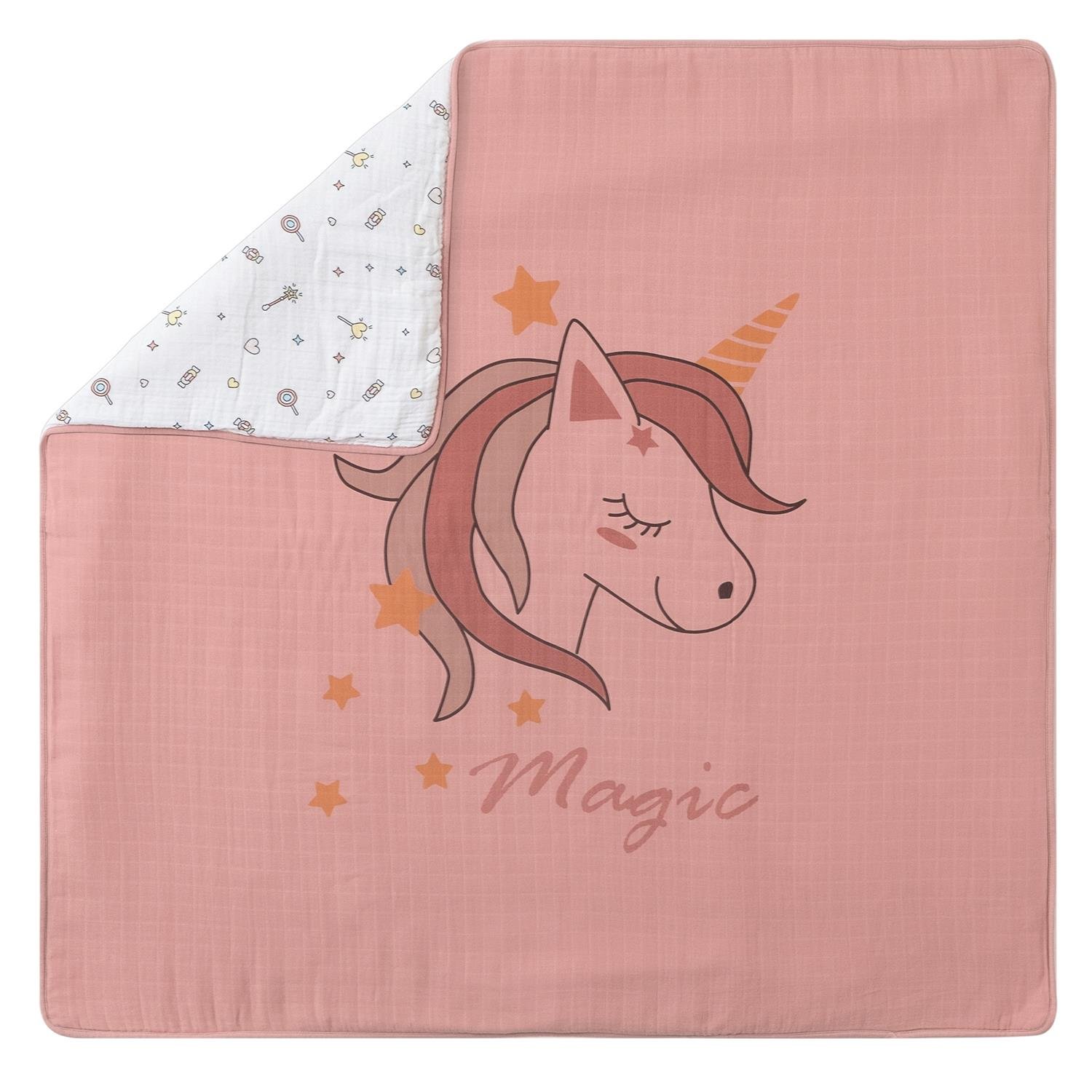 Oyun Matı - Unicorn Çift Taraflı Elyaf Bebek Oyun Halısı - Miespiga