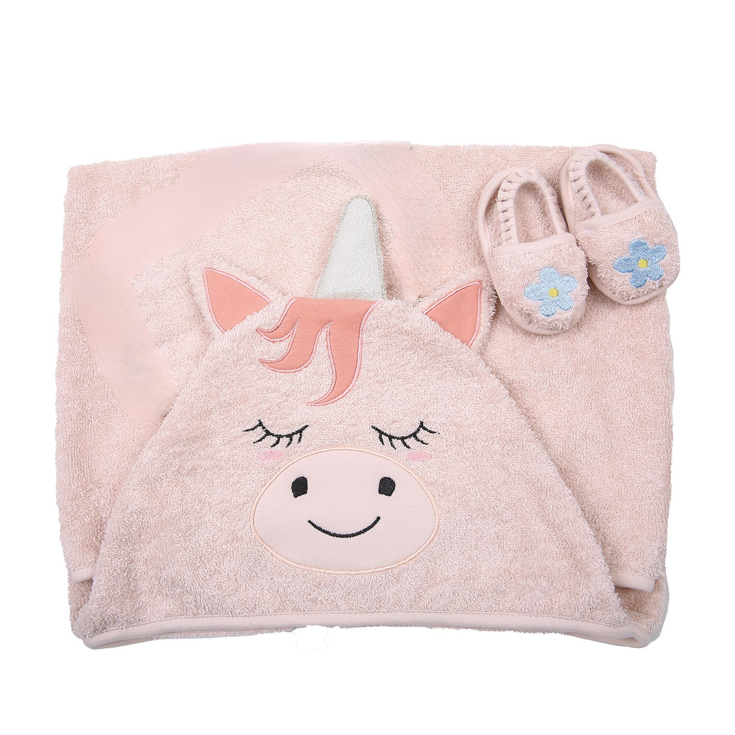 Havlu Kundak - Unicorn Havlu Kundak Terlik Seti - Miespiga