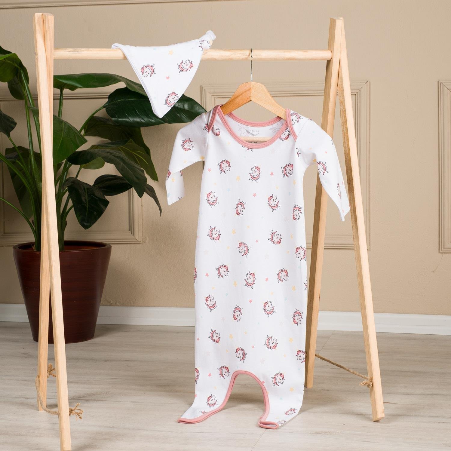 Tulum - Unicorn Yenidoğan 2'li Tulum Şapka Seti - Miespiga