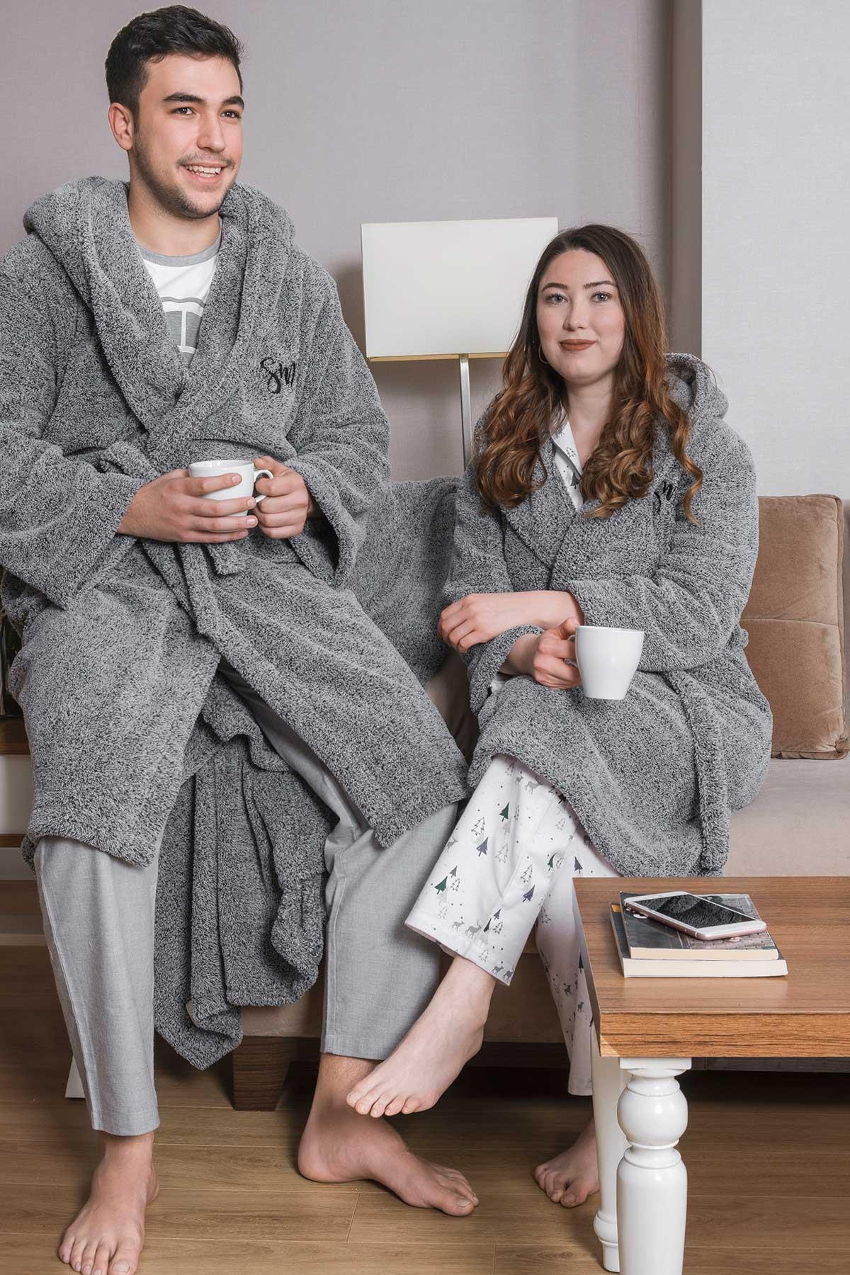 Sabahlık Seti - Uzun Kapüşonlu Welsoft Sabahlık Aile Seti - Miespiga