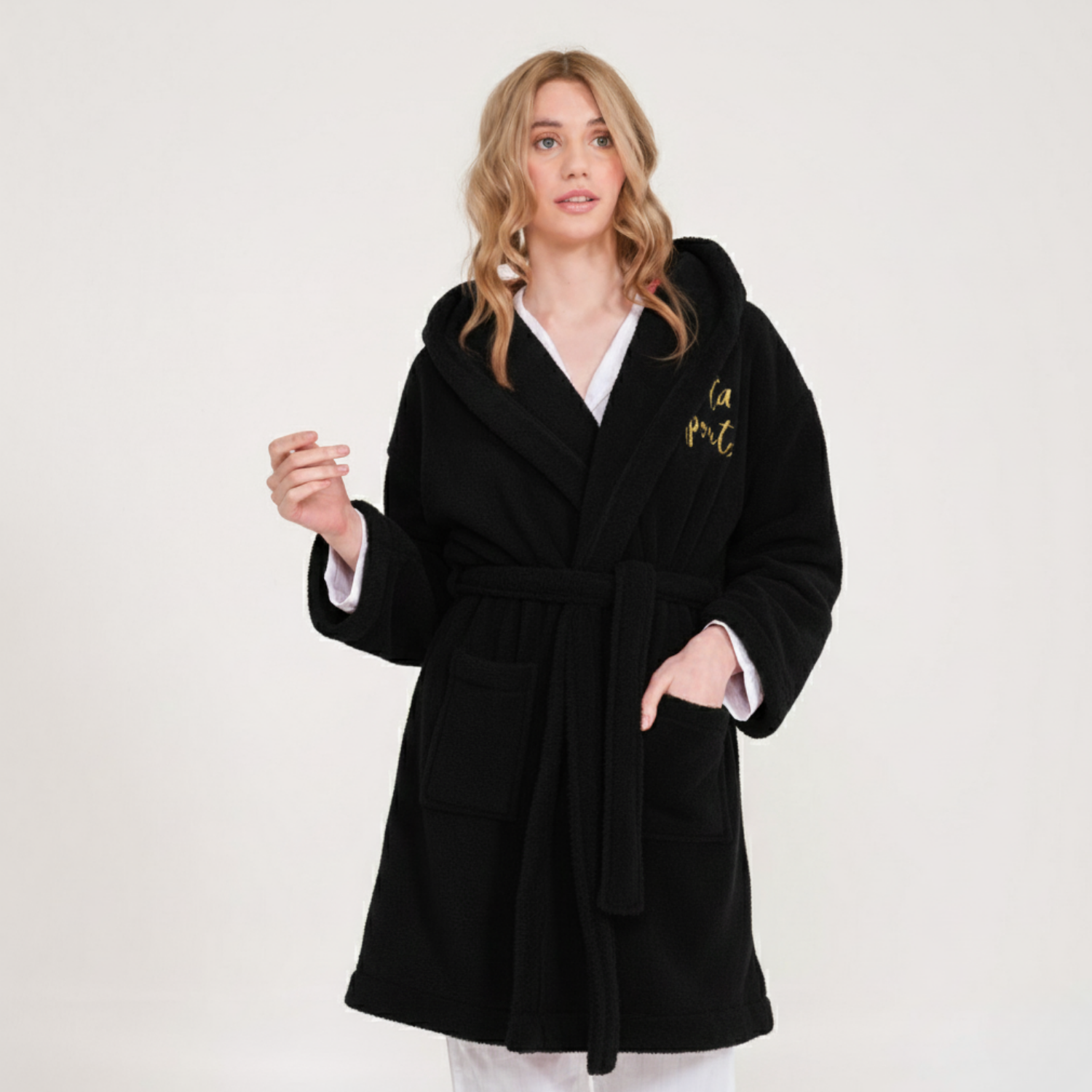 Sabahlık - Welsoft Kapüşonlu Peluş Kadın Sabahlık - Miespiga