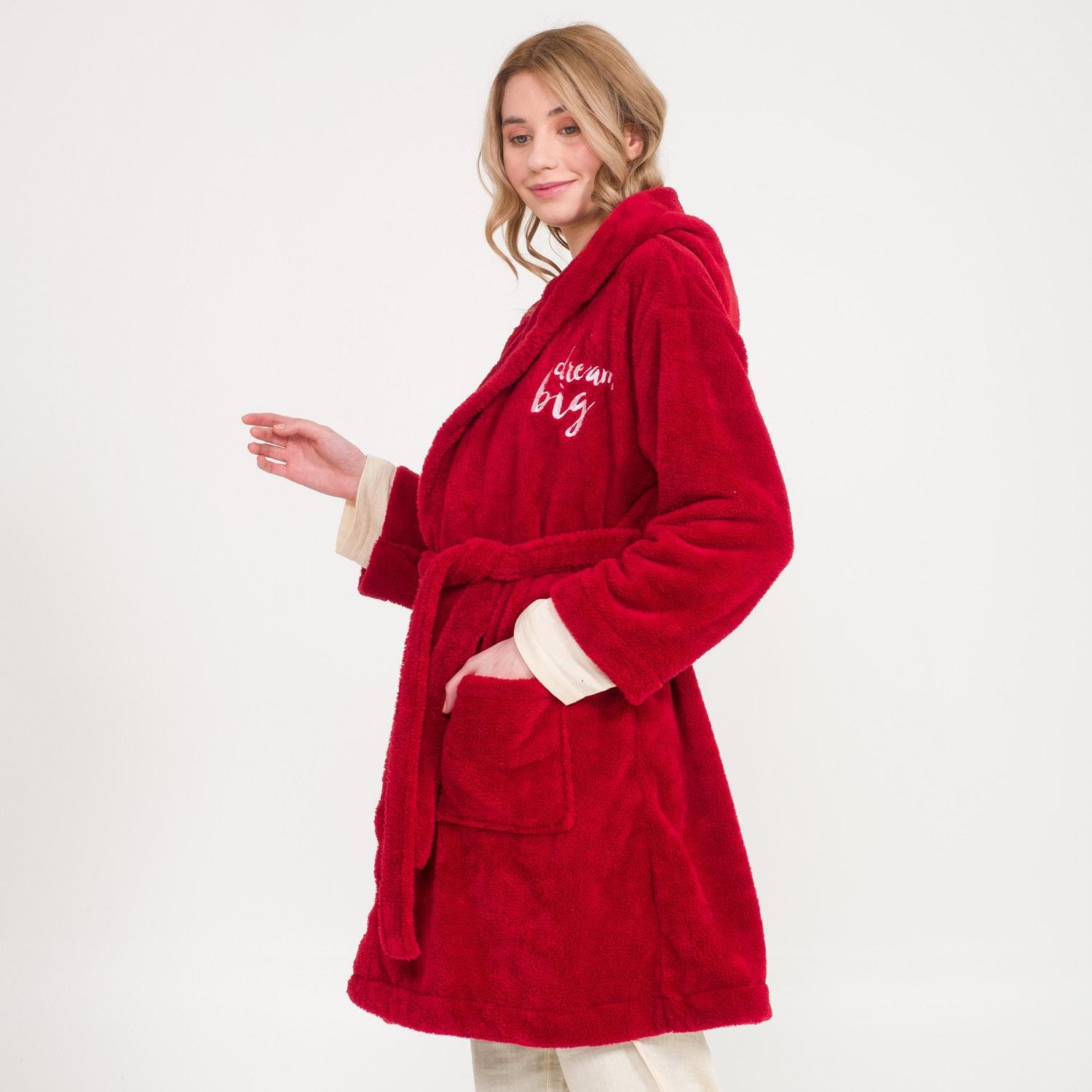 Sabahlık - Welsoft Kapüşonlu Peluş Kadın Sabahlık - Miespiga