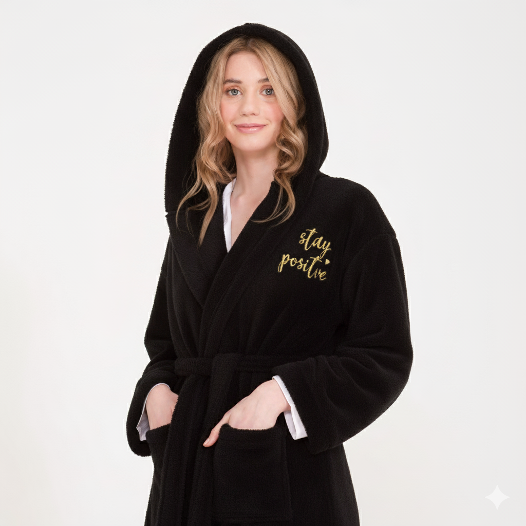 Sabahlık - Welsoft Kapüşonlu Peluş Kadın Sabahlık - Miespiga