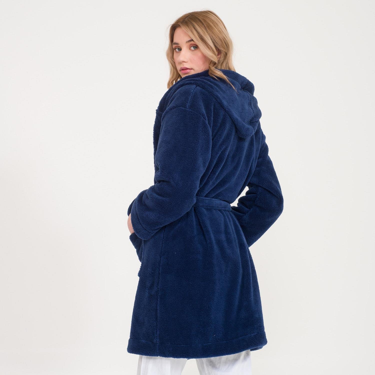 Sabahlık - Welsoft Kapüşonlu Peluş Kadın Sabahlık - Miespiga