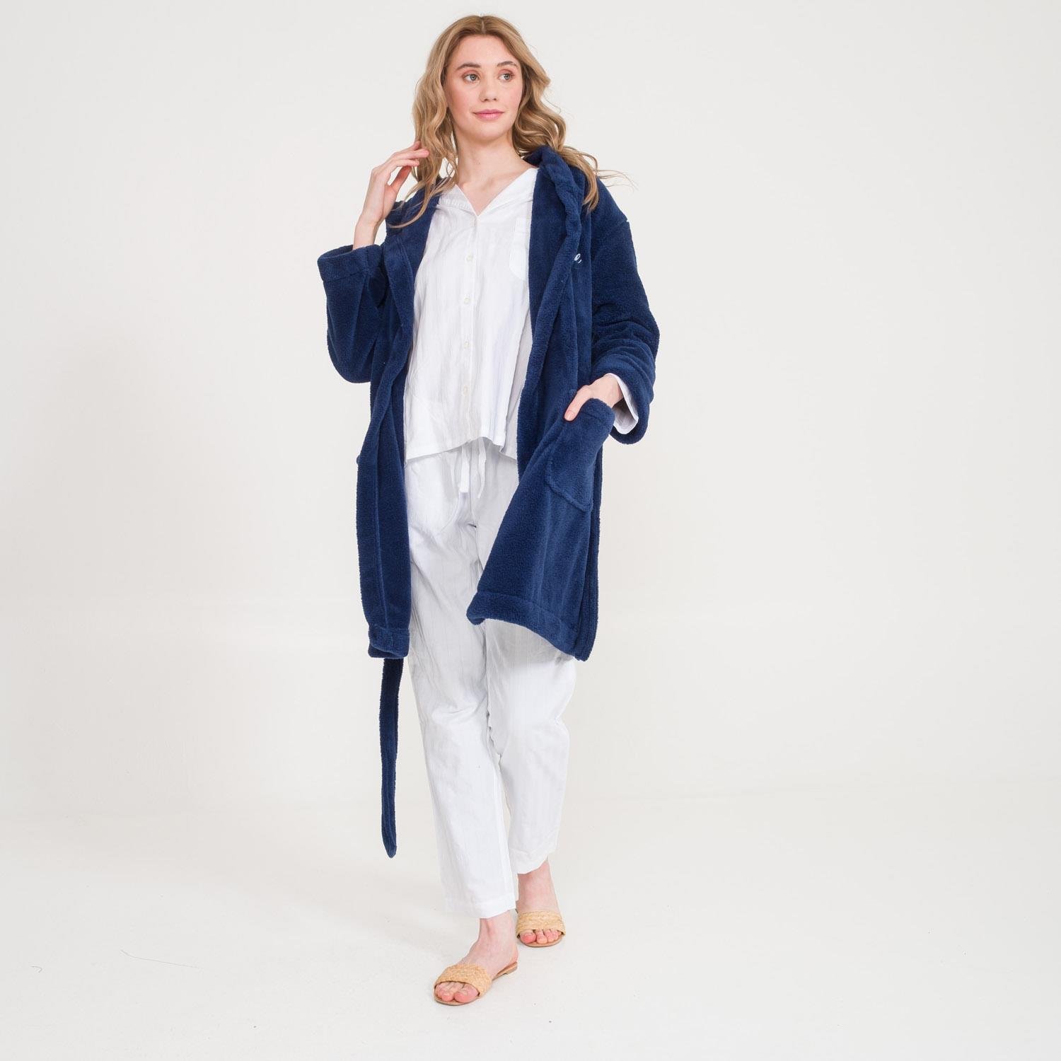 Sabahlık - Welsoft Kapüşonlu Peluş Kadın Sabahlık - Miespiga