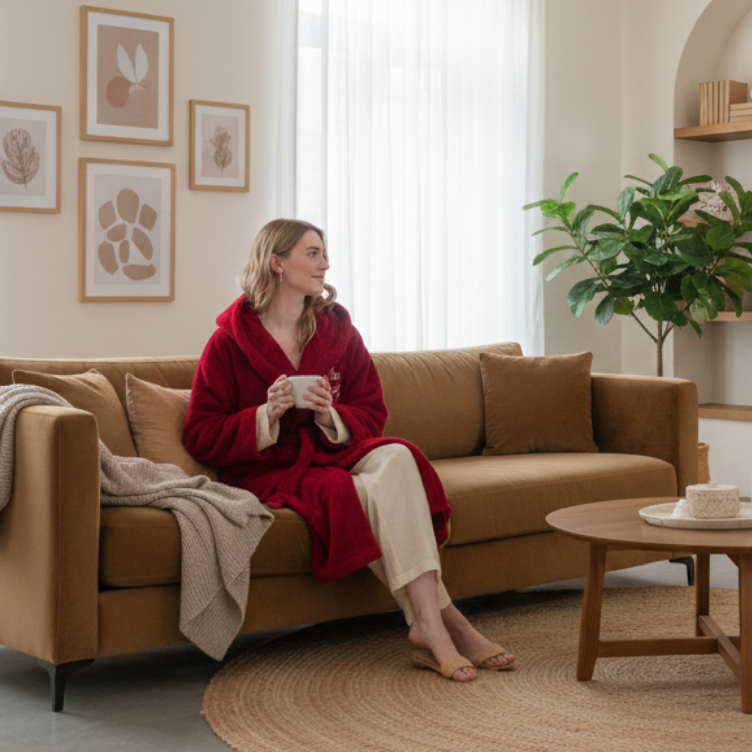 Sabahlık - Welsoft Kapüşonlu Peluş Kadın Sabahlık - Miespiga