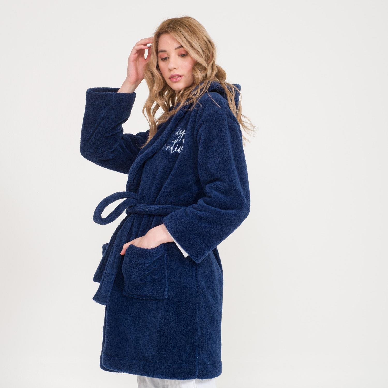 Sabahlık - Welsoft Kapüşonlu Peluş Kadın Sabahlık - Miespiga