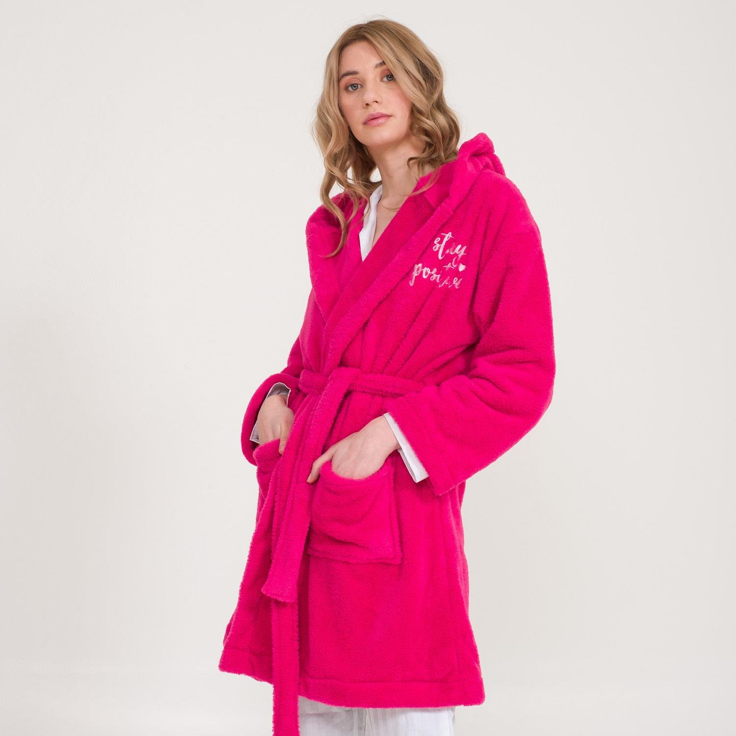 Sabahlık - Welsoft Kapüşonlu Peluş Kadın Sabahlık - Miespiga