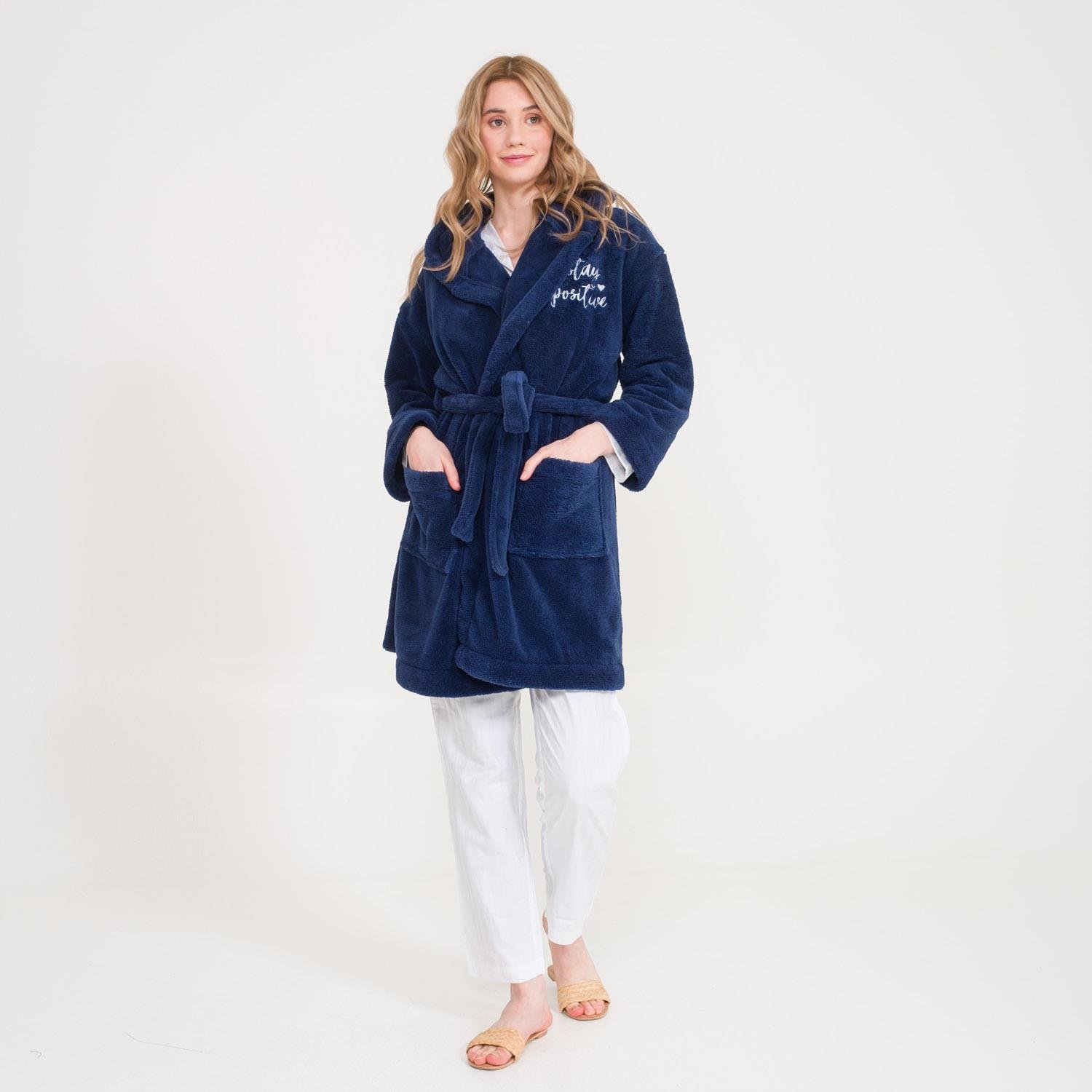 Sabahlık - Welsoft Kapüşonlu Peluş Kadın Sabahlık - Miespiga