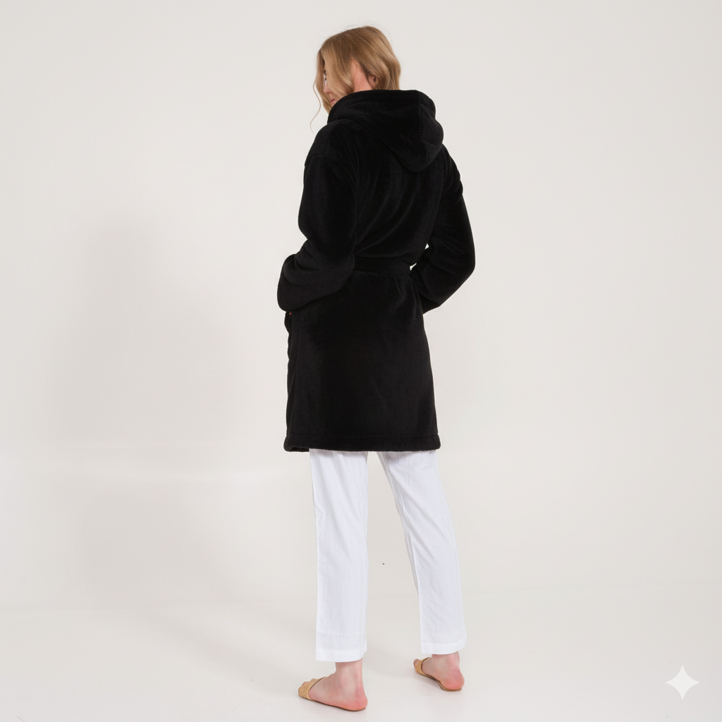 Sabahlık - Welsoft Kapüşonlu Peluş Kadın Sabahlık - Miespiga