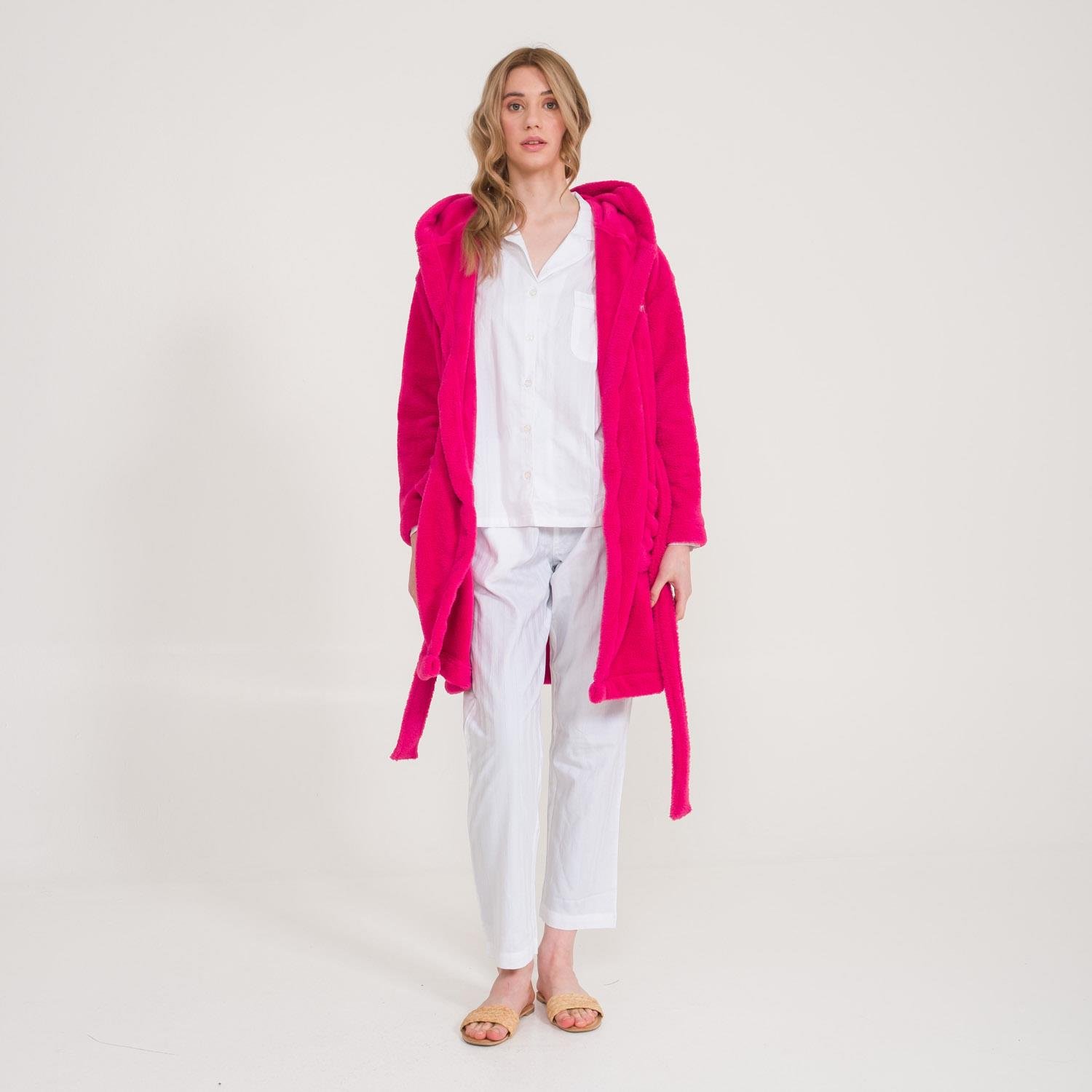 Sabahlık - Welsoft Kapüşonlu Peluş Kadın Sabahlık - Miespiga