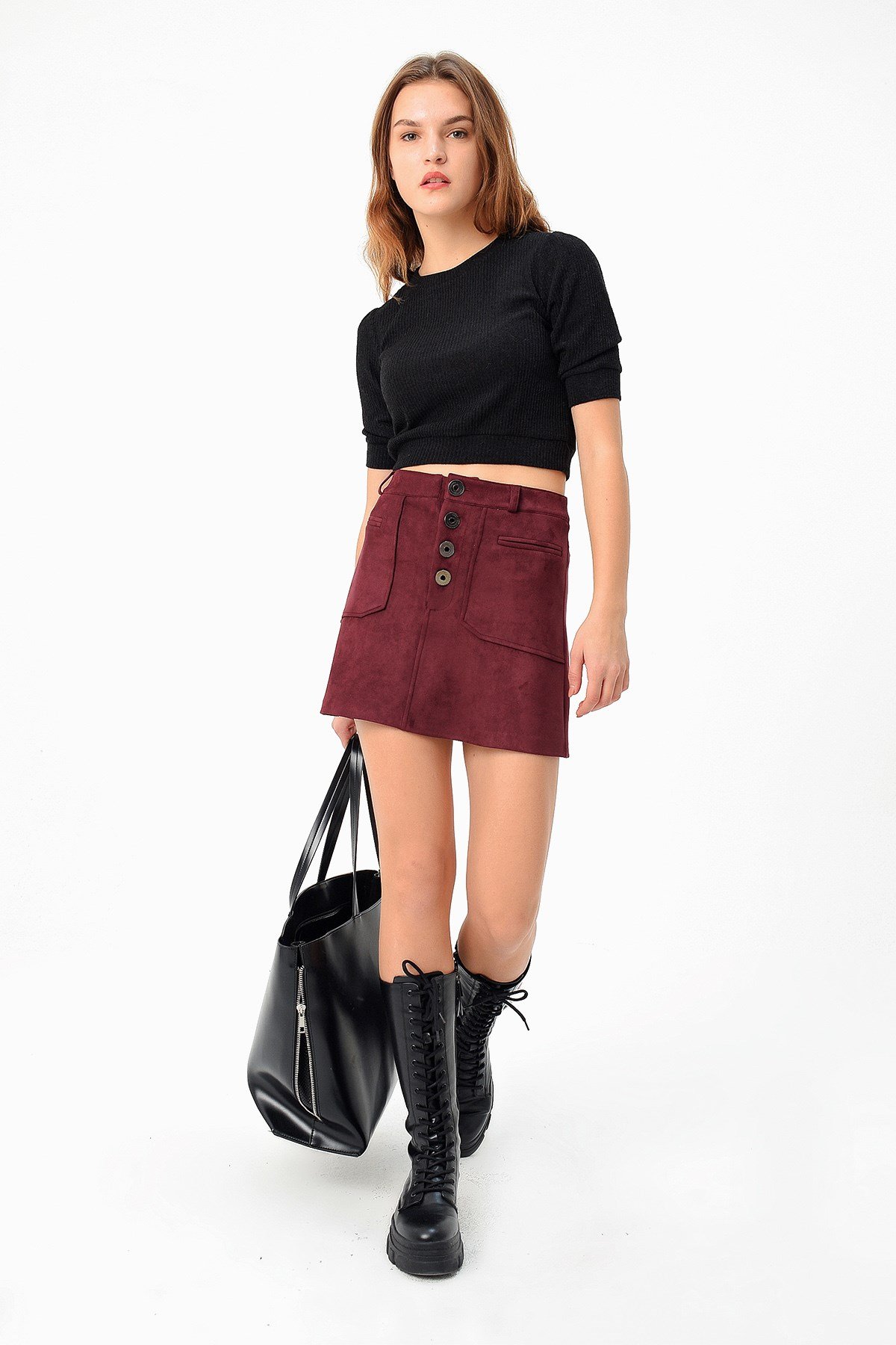 JUMENTCepli Mini Etek - Bordo