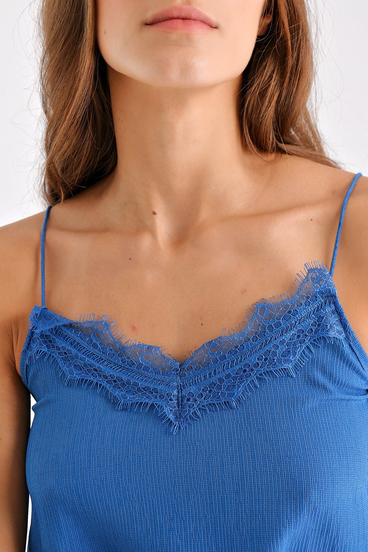 JUMENTDantelli İp Askılı Bluz -İndigo