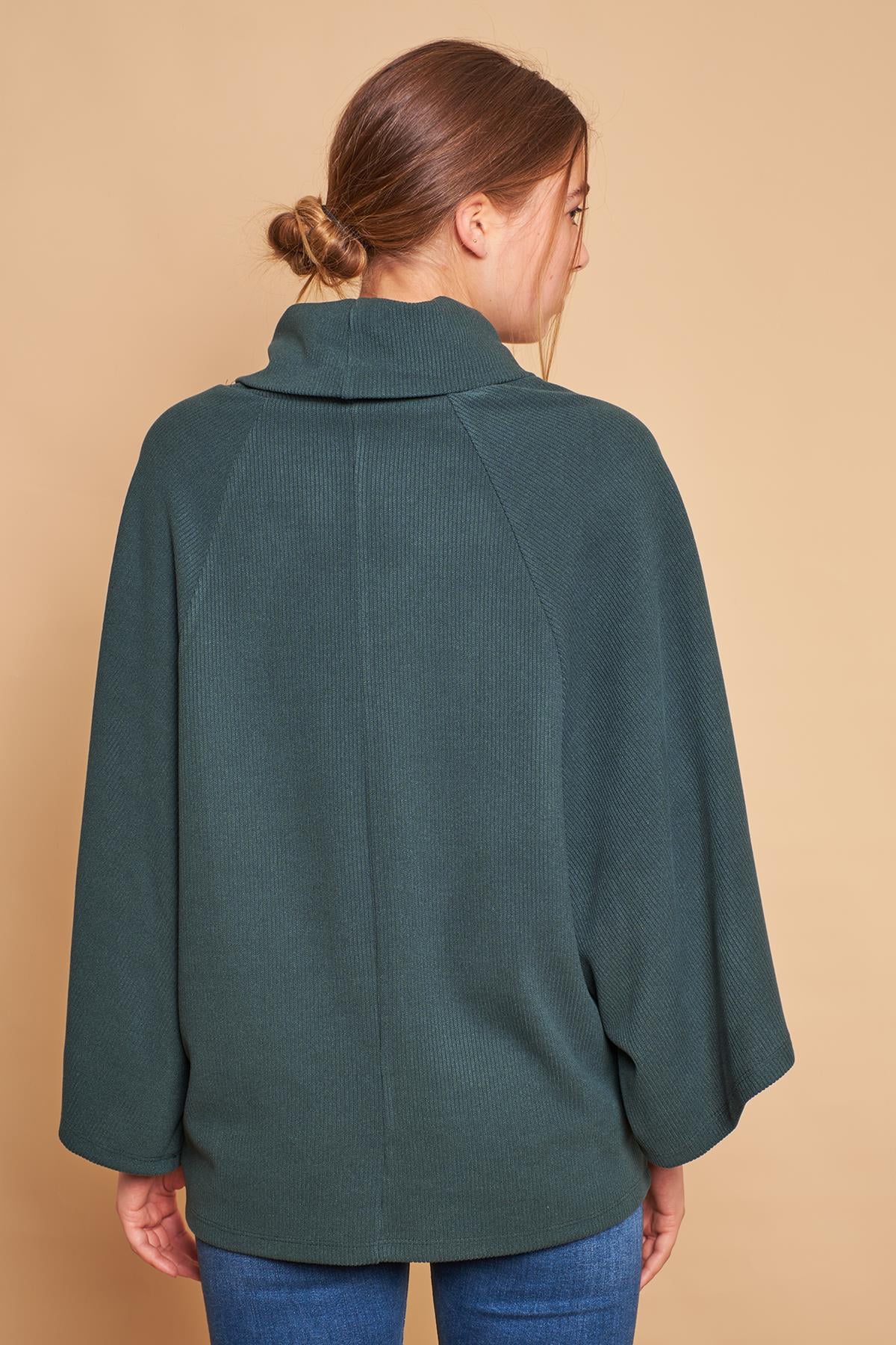 JUMENTDegaje Yaka Balıkçı Oversize Bluz -Zümrüt 