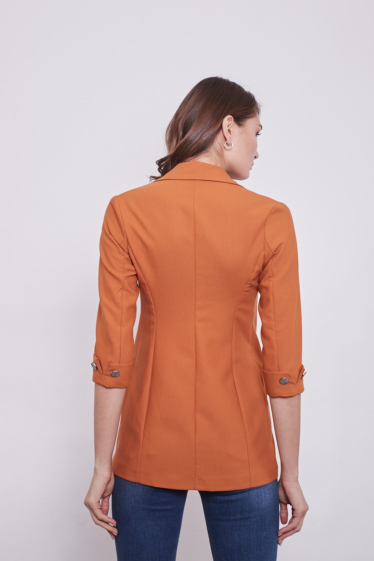 JUMENTkadın blazer metal düğme detaylı şık spor kumaş ceket