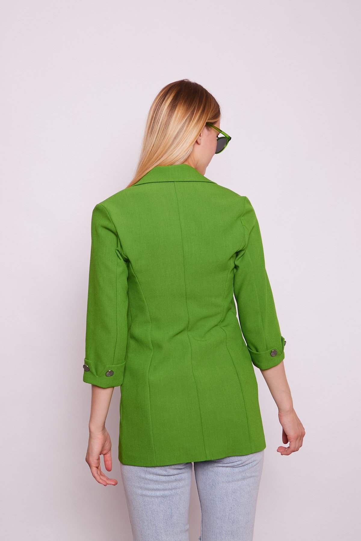 JUMENTkadın blazer metal düğme detaylı şık spor kumaş ceket