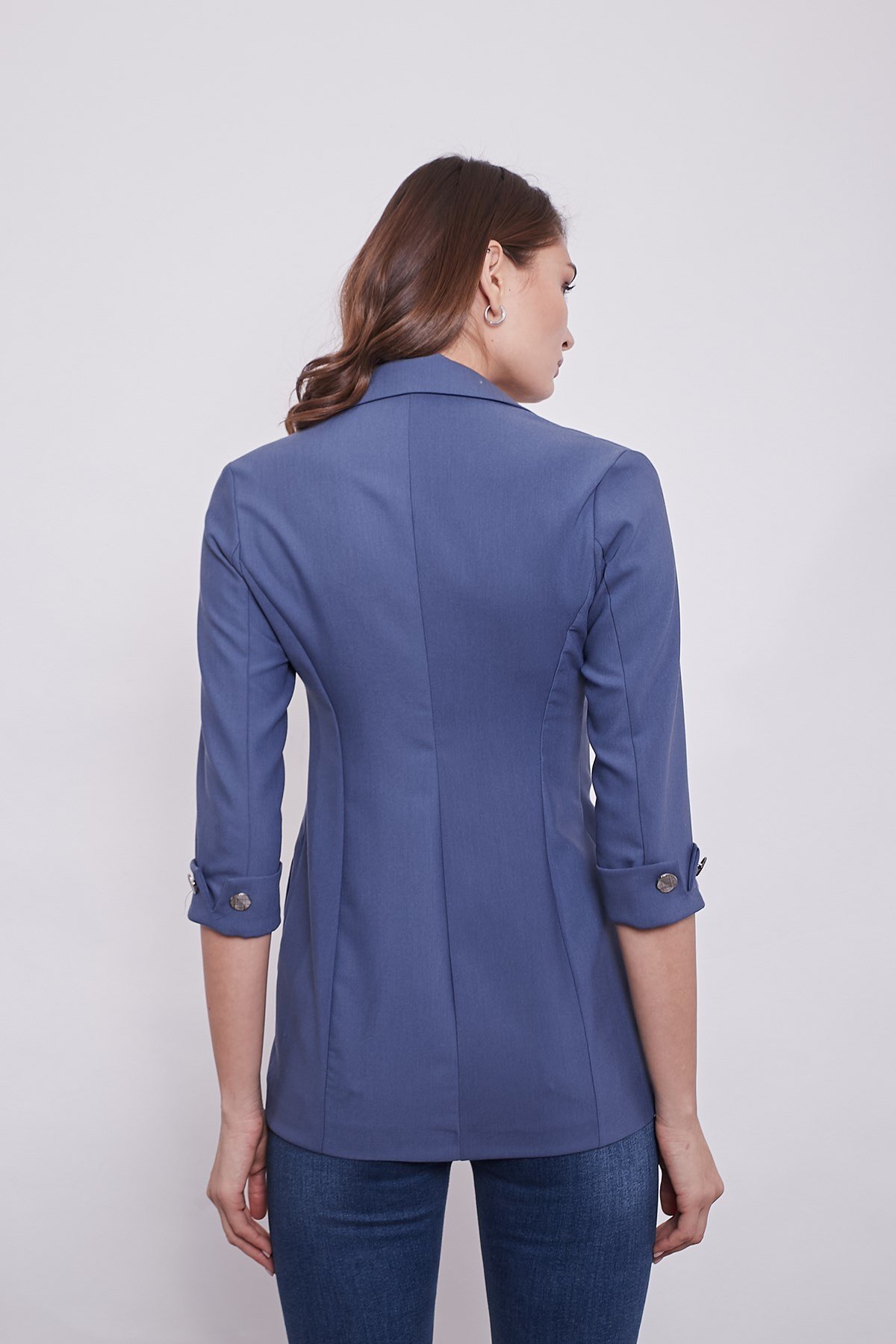 JUMENTkadın blazer metal düğme detaylı şık spor kumaş ceket