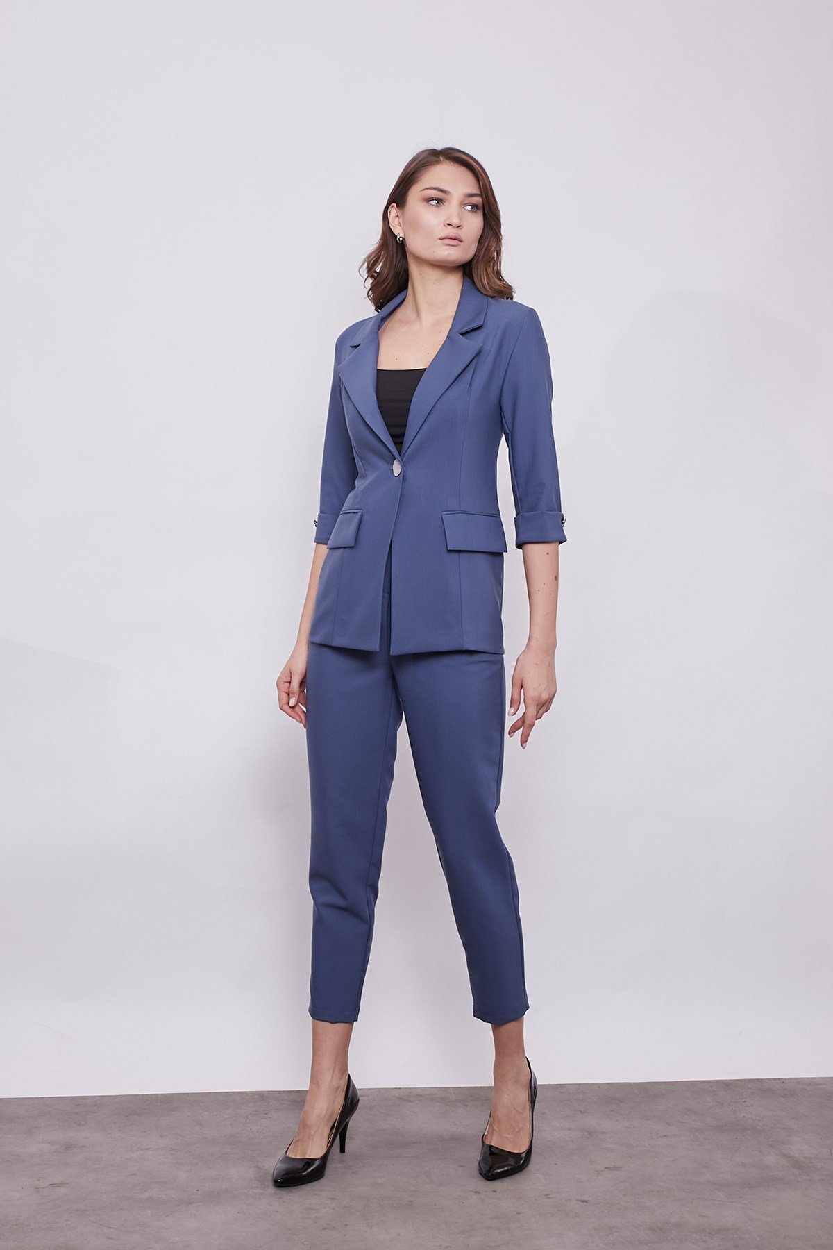 JUMENTkadın blazer metal düğme detaylı şık spor kumaş ceket