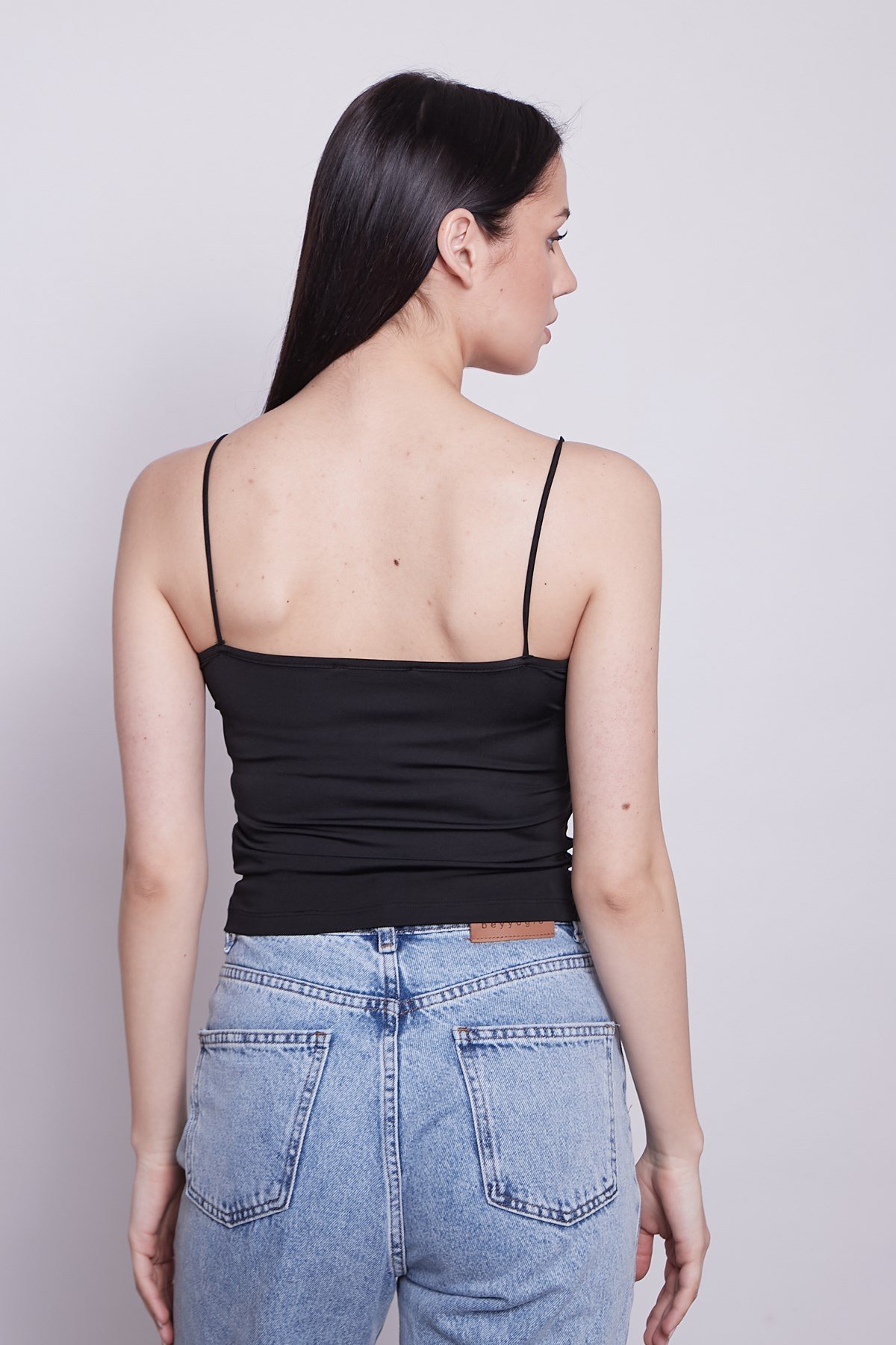 JUMENTKadın İp Askılı Tulumlu Crop Body -Siyah