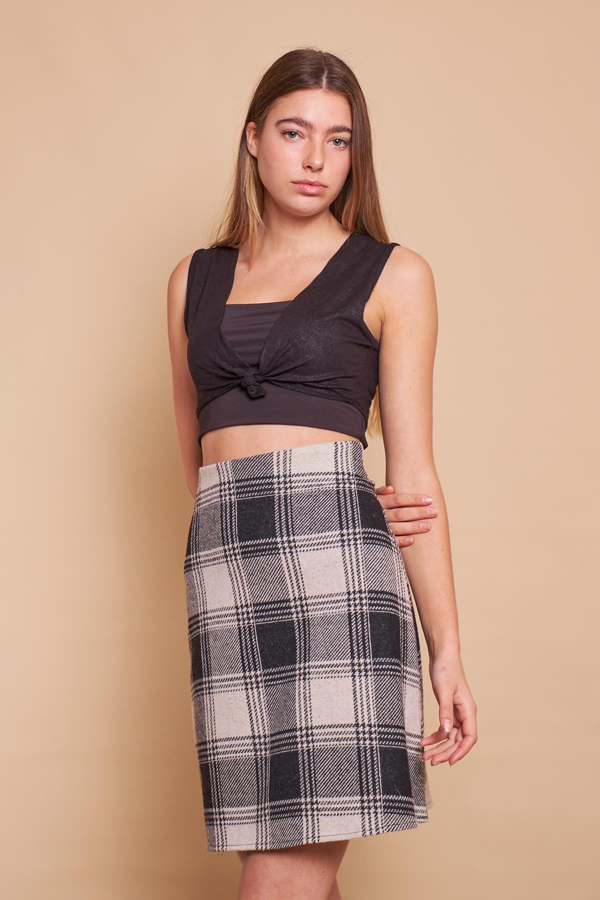 JUMENTkadın jakarlı yüksek bel çan etek