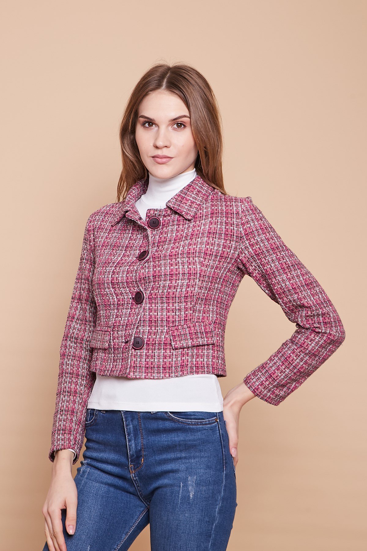 JUMENTkadın tüvit blazer kısa ceket