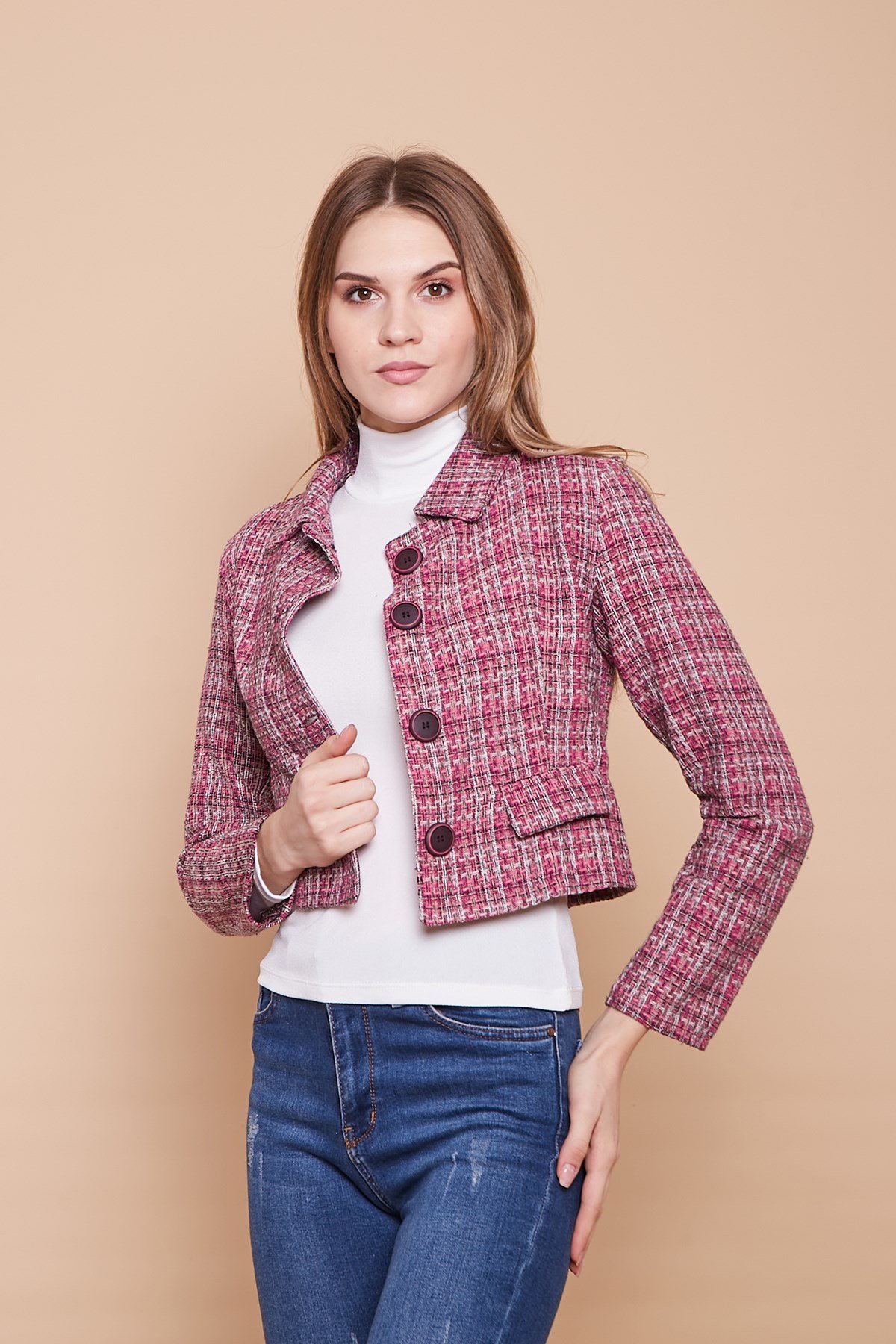 JUMENTkadın tüvit blazer kısa ceket