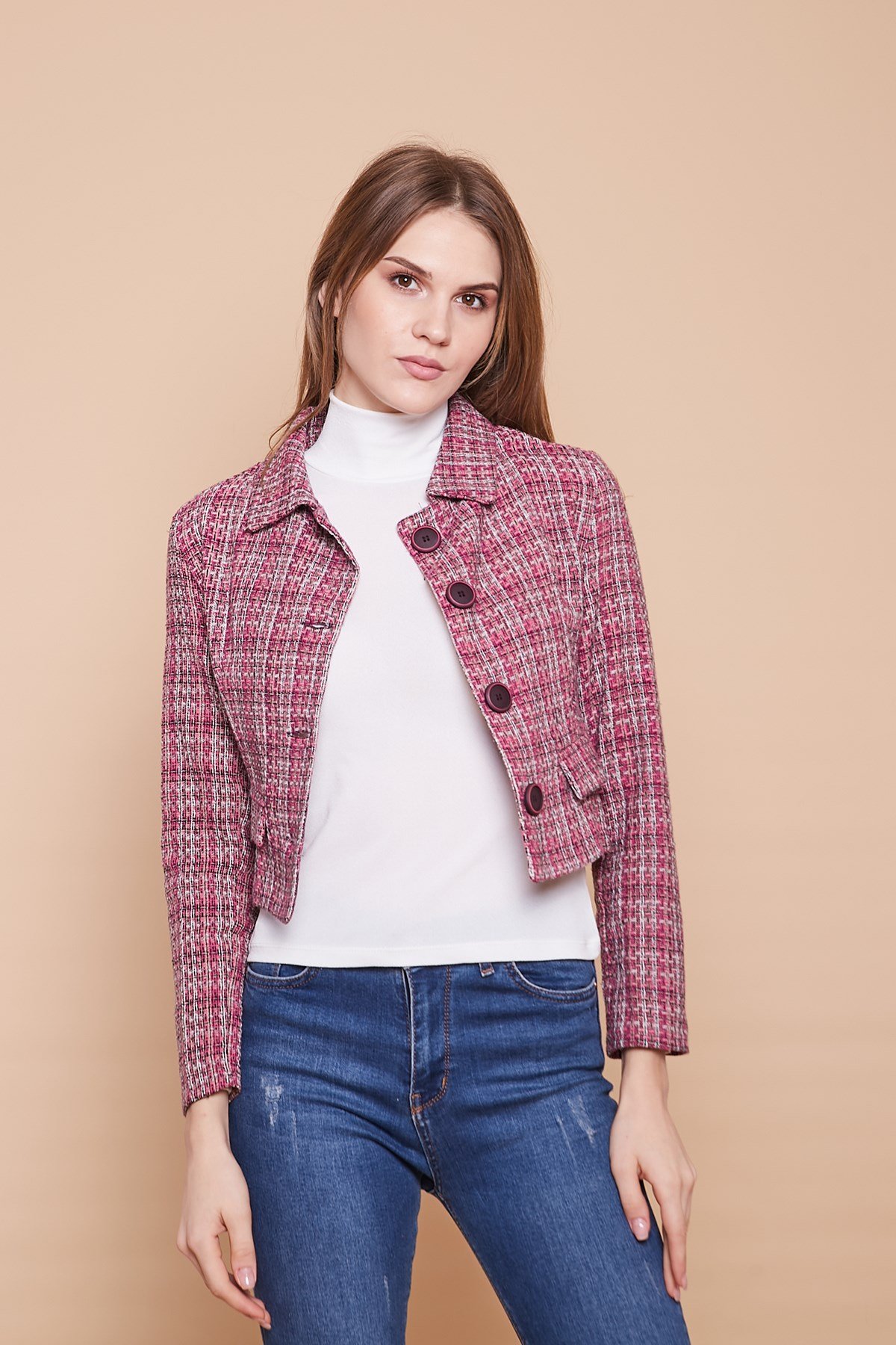 JUMENTkadın tüvit blazer kısa ceket