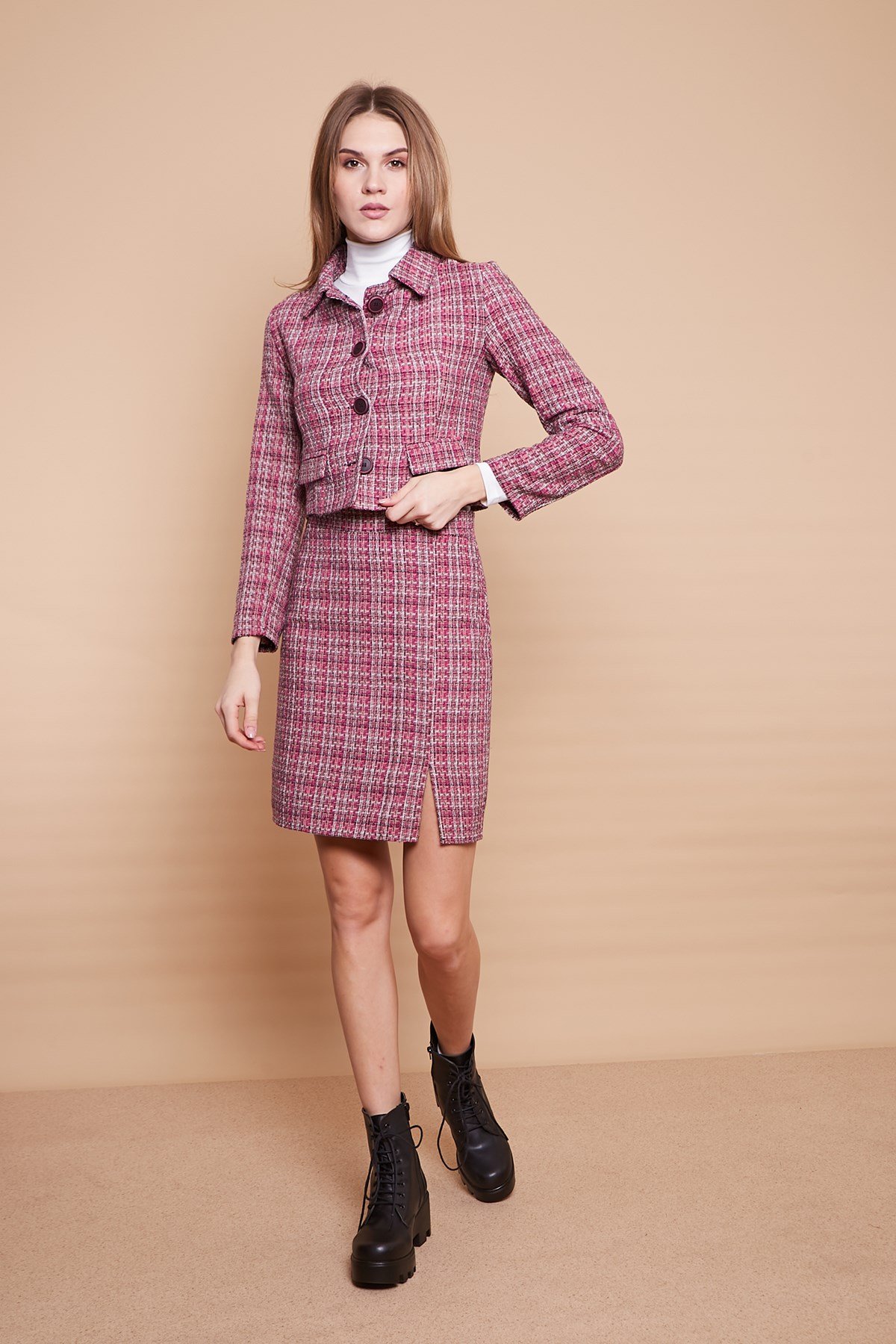 JUMENTkadın tüvit blazer kısa ceket