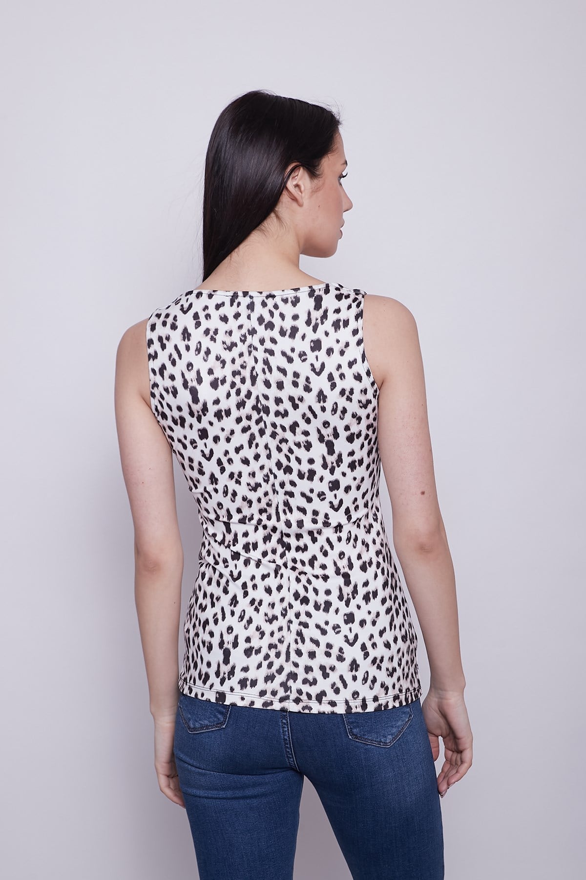 JUMENTKare Yaka Kolsuz Body - Bej Leopar