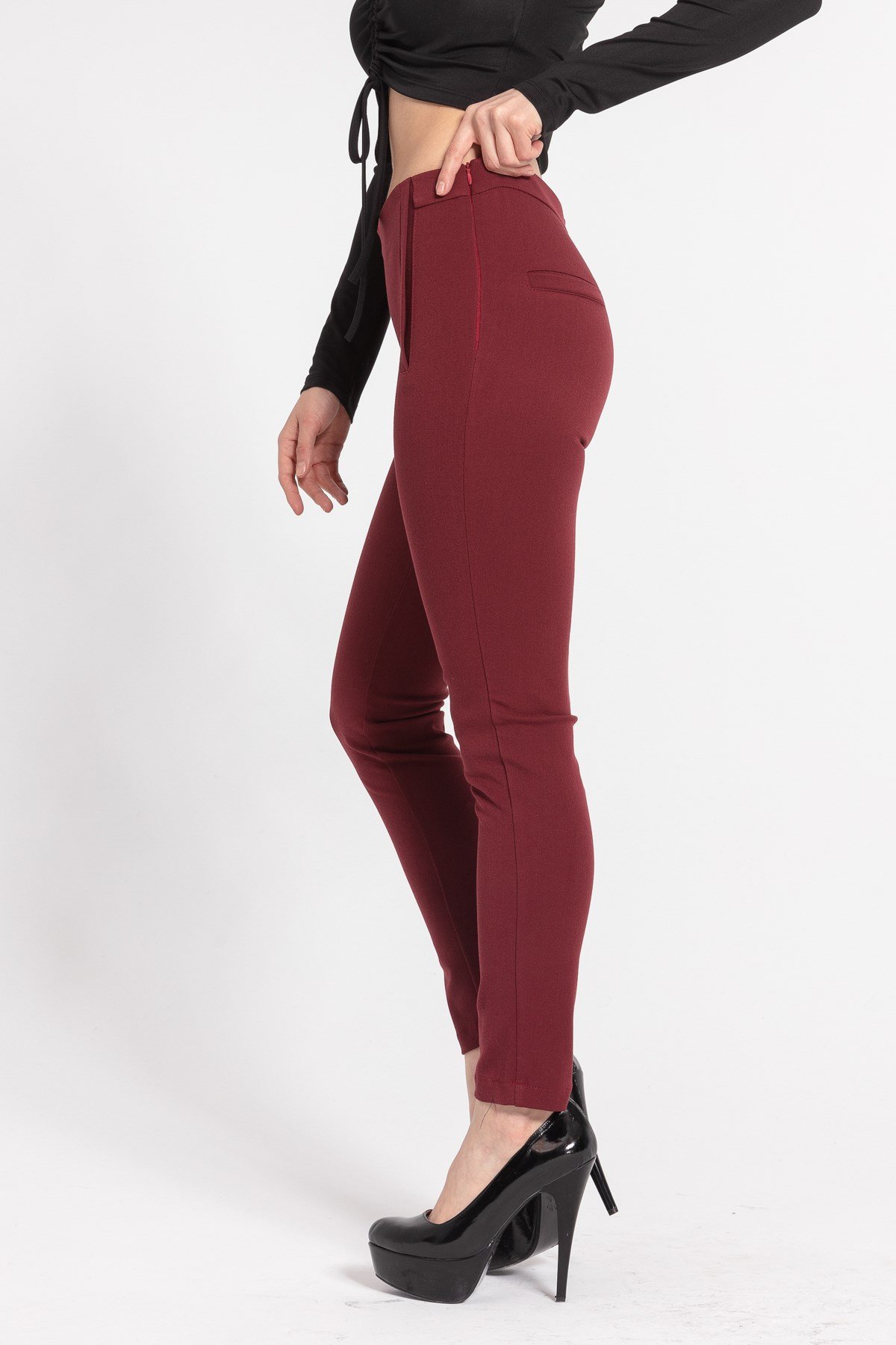 JUMENTÖnü Flato Cepli Pantolon -Bordo