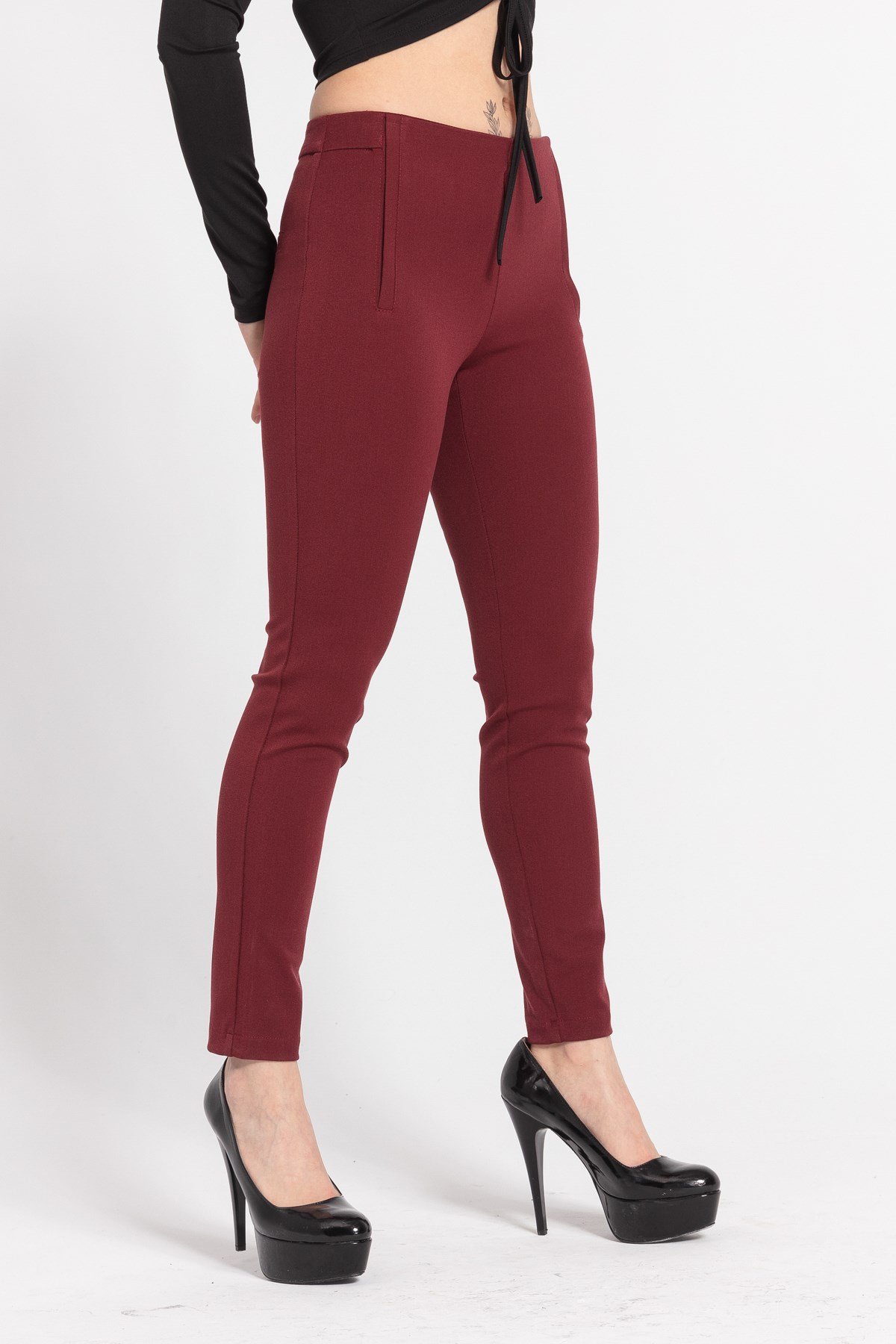JUMENTÖnü Flato Cepli Pantolon -Bordo