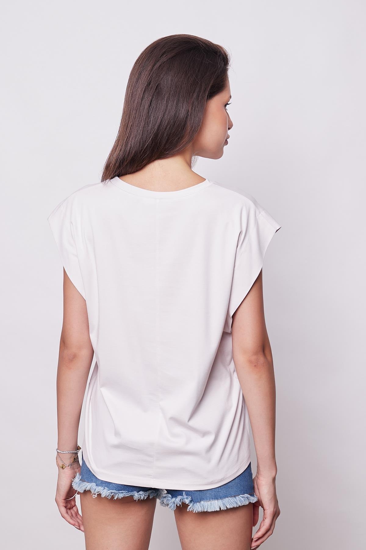 JUMENTkadın kolsuz geniş sıfır yaka düşük omuzlu basic tshirt