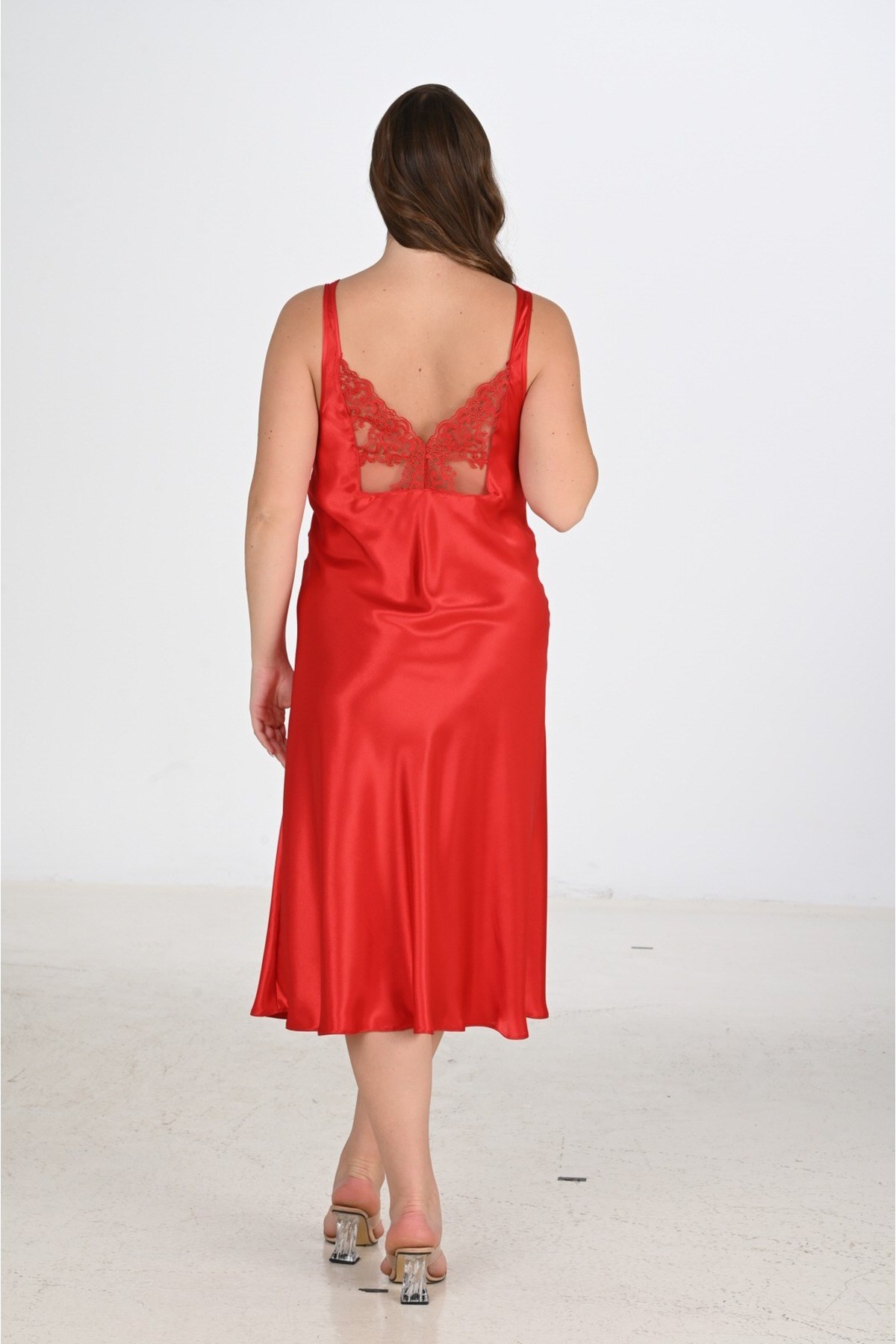 2li Kırmızı Sabahlık Takımı Bigsize 6226