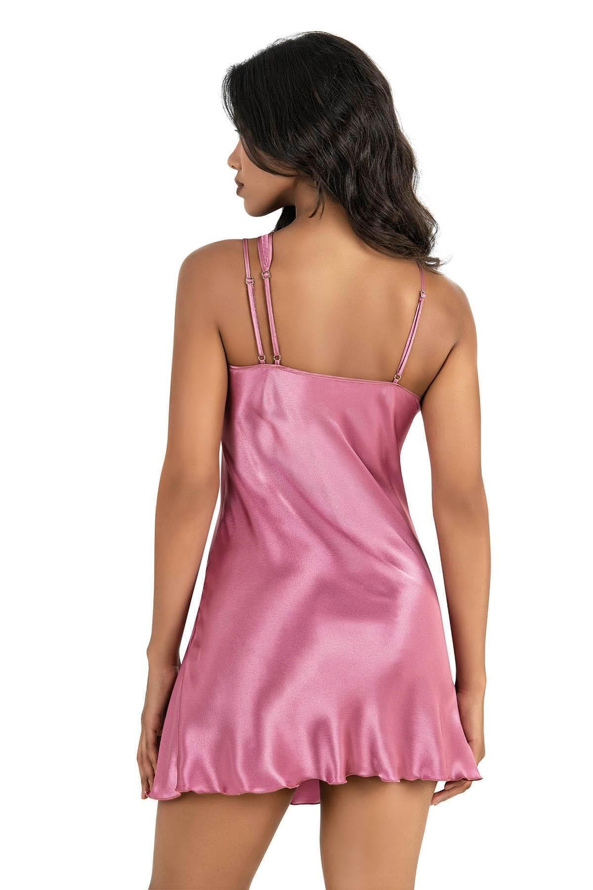 Gülkurusu Kısa Saten Gecelik 8207