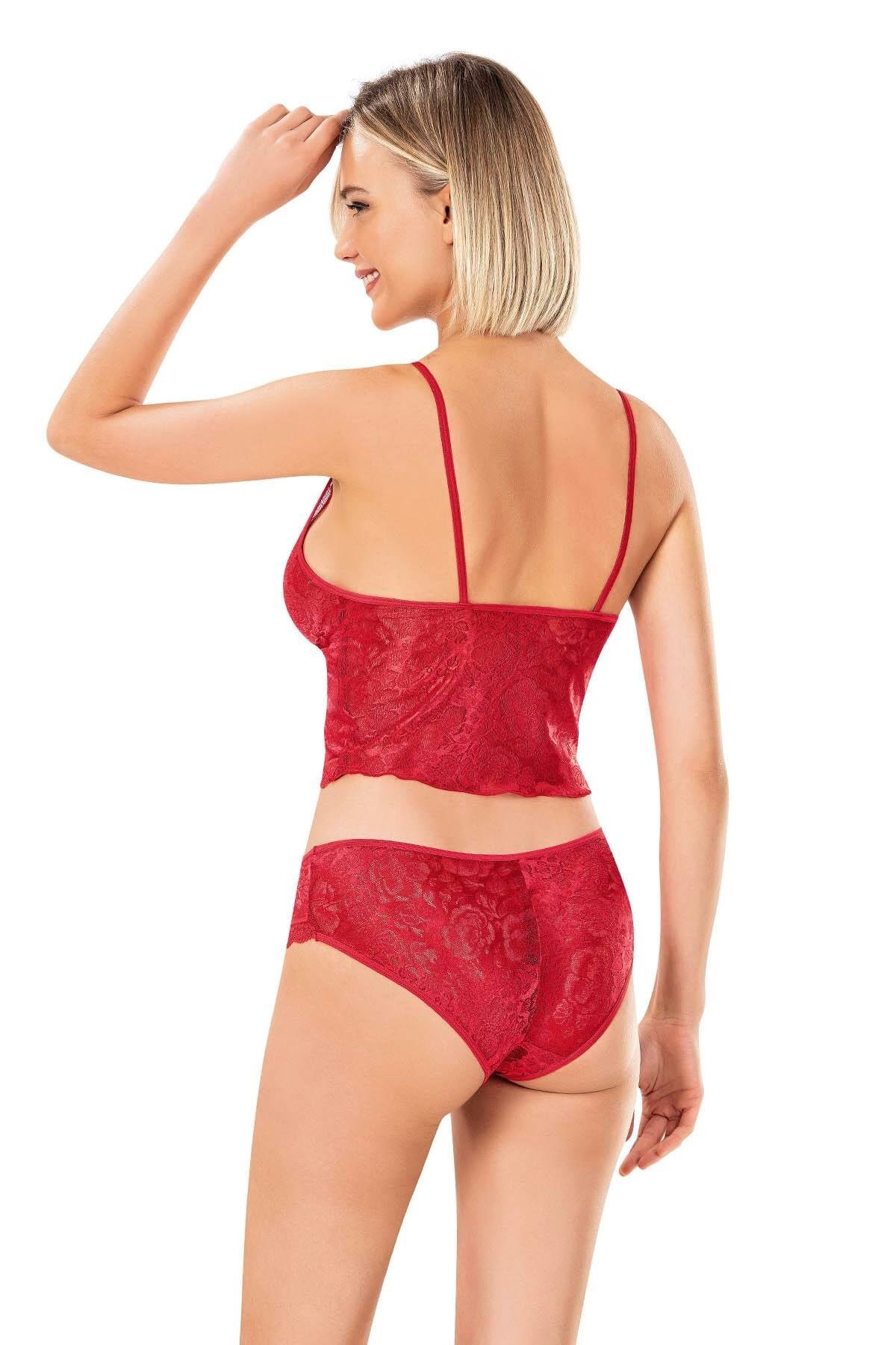Jakarlı Şort Takımı Kırmızı 9153