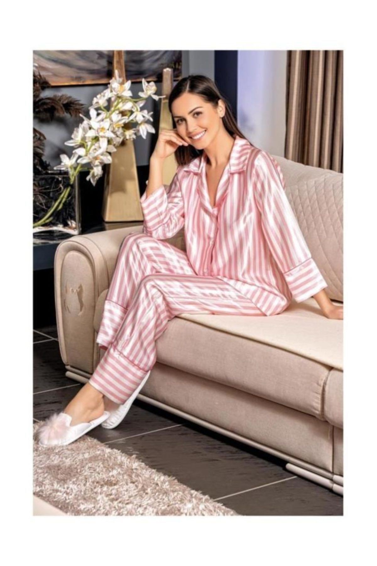 Kadın Çizgili Pijama Takımı 1625