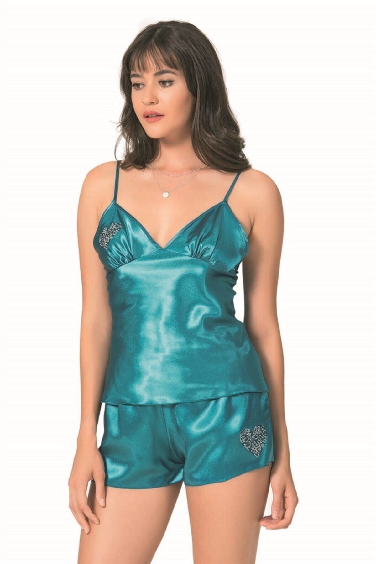 Kadın Petro Primoda Saten Babydoll Gecelik Şort Takımı