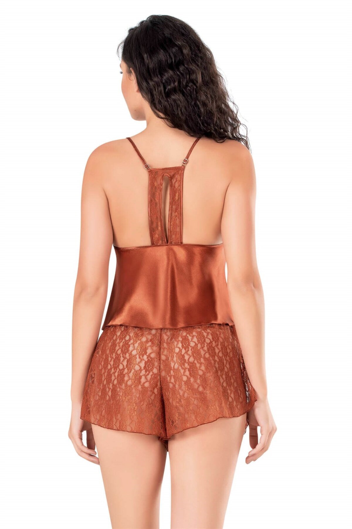 Tarçın Saten Babydoll Şort Takımı 9110