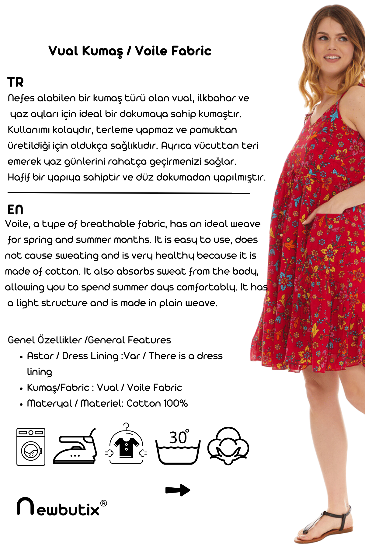 Askılı Vual Kırmızı Kısa Elbise